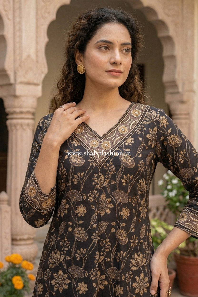 Shop hand block print chanderi silk suits online (CSS549)