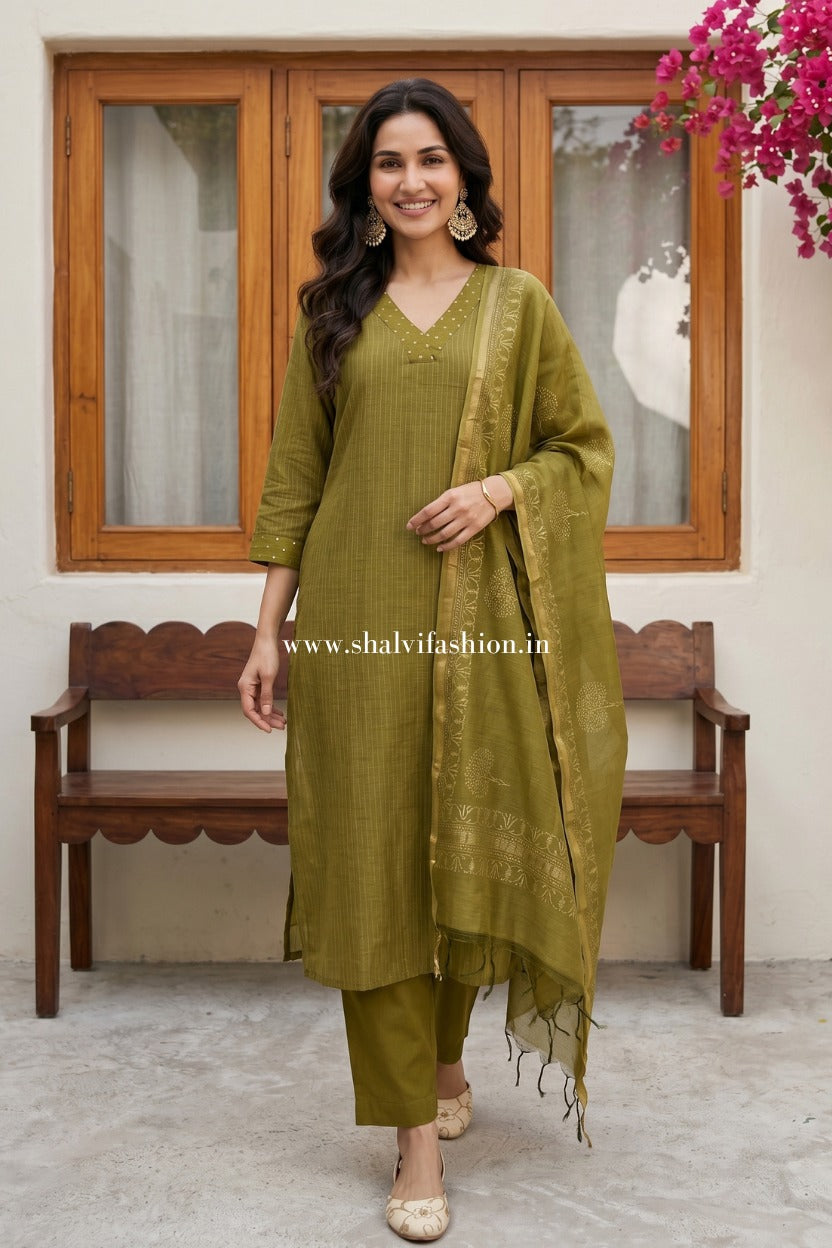Shop sanganeri hand block print chanderi silk suits online (CSS587)