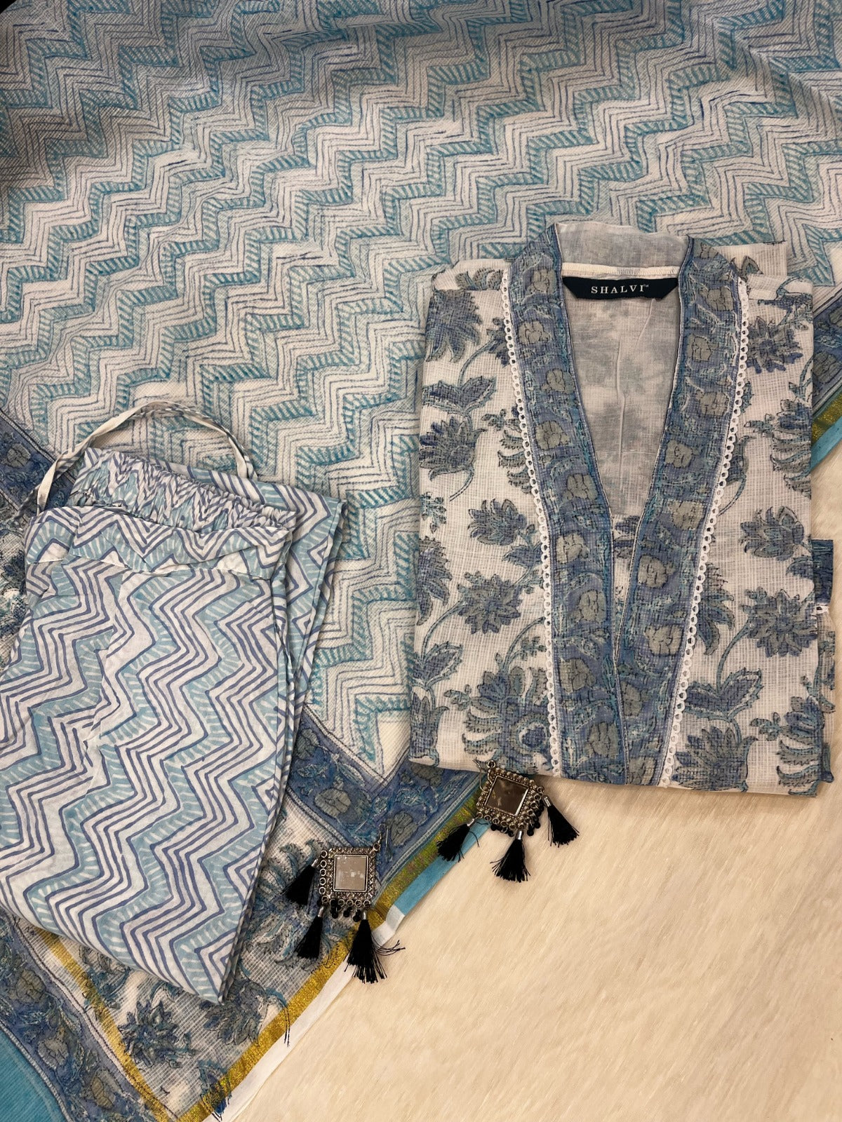 Shop hand block print kota doria suits online shopping (CSS97)