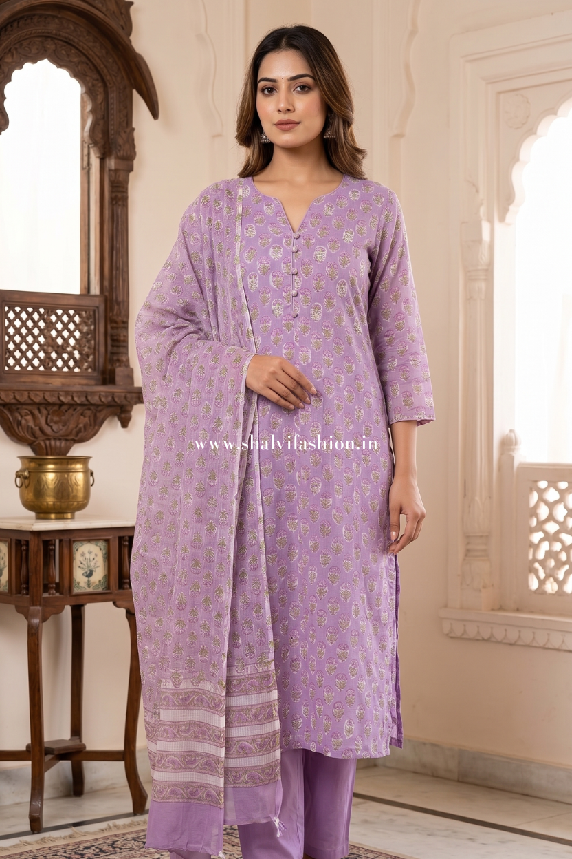 Shop hand block printed kota doria suits online (FKDS29)