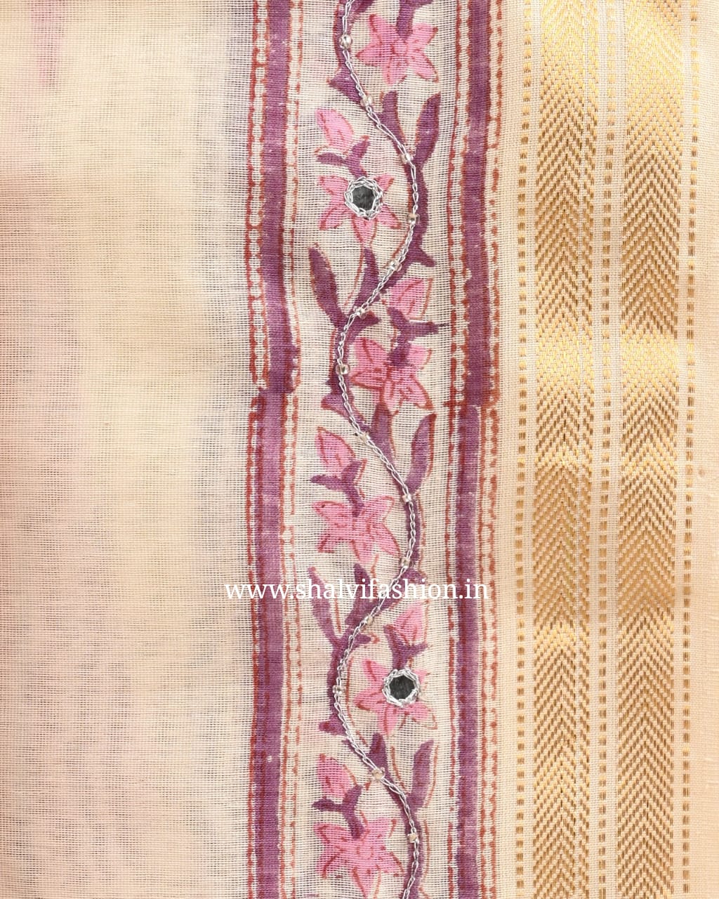 Shop unstitched hand work maheshwari silk suits in jaipur (GOTA67)