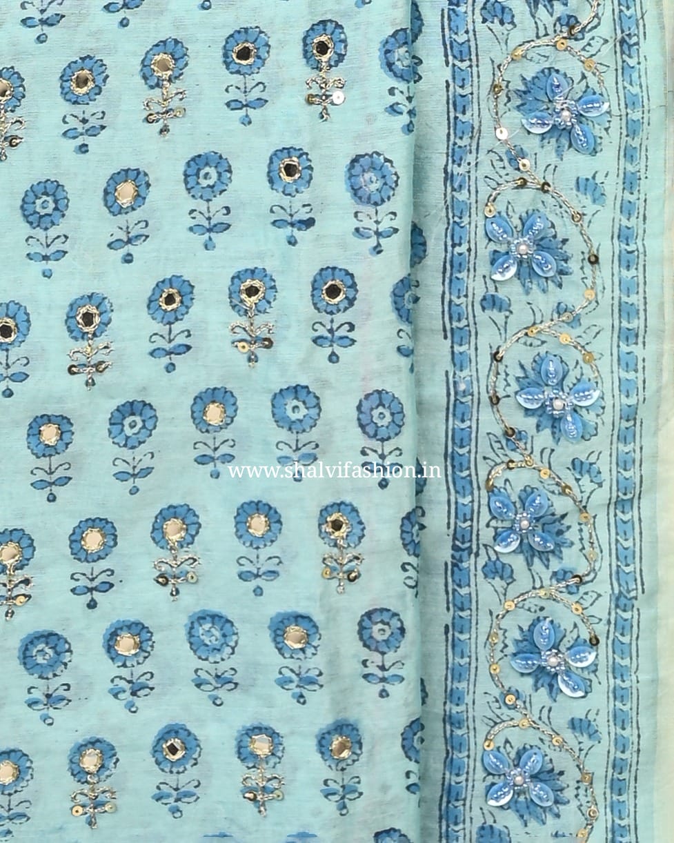 Shop hand work chanderi silk suits in jaipur (GOTA84)