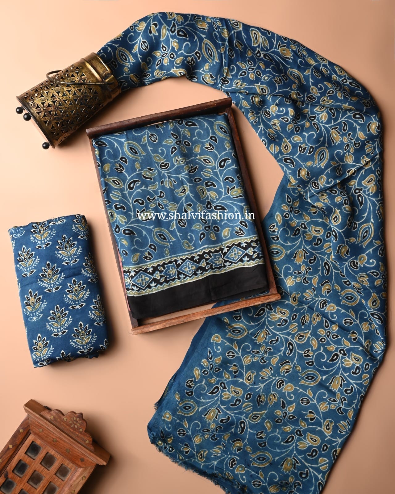 Shop hand block print modal silk suits online (MOD01)