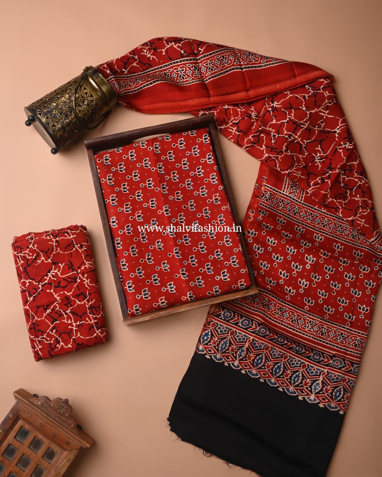 Shop ajrak printed modal silk suits online (MOD101)