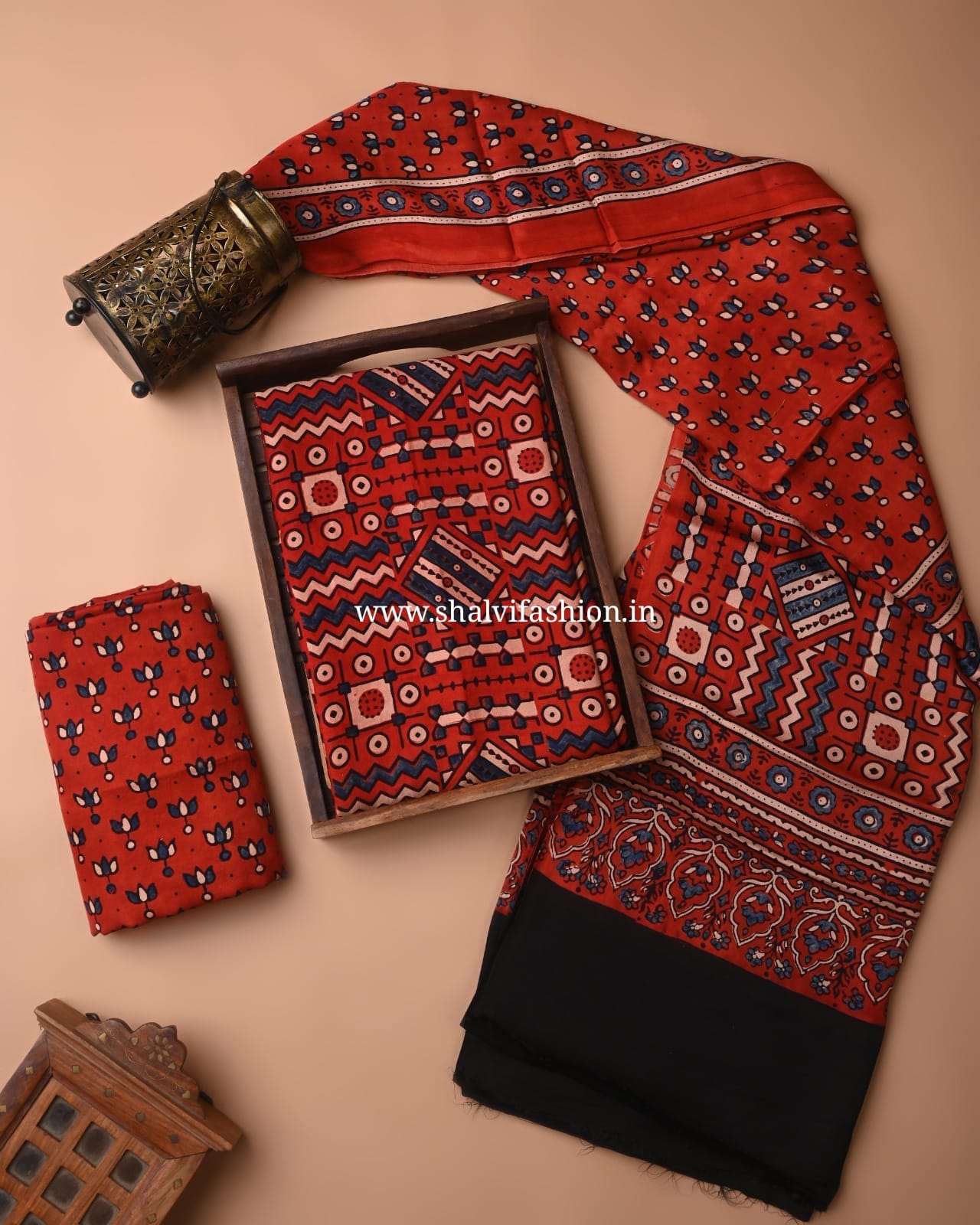 Shop jaipuri ajrak print modal silk suits online shopping (MOD103)