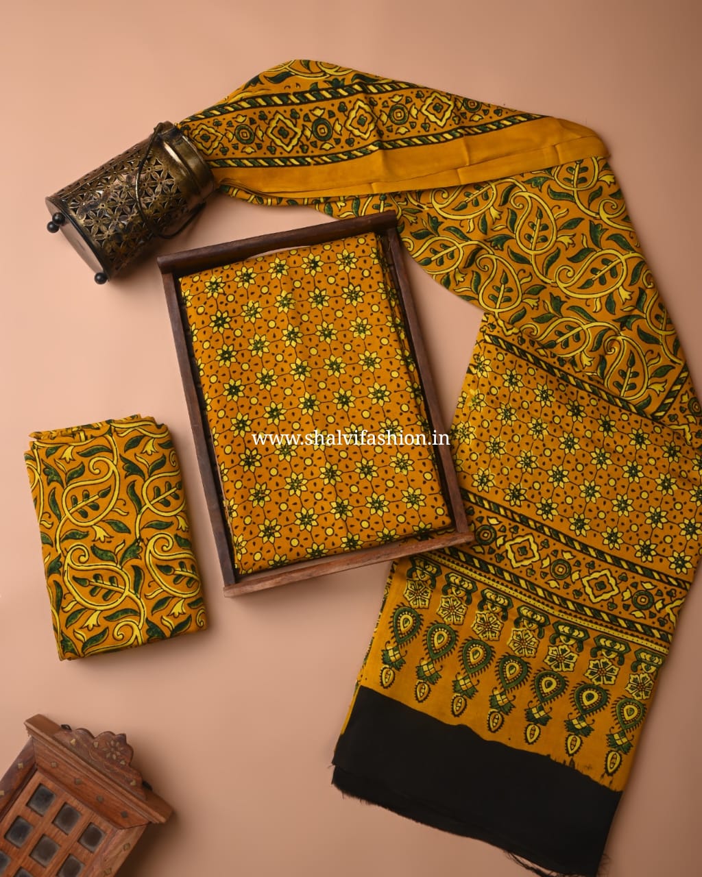 Elegant Hand Block Print Modal Silk Suit Set (MOD107)