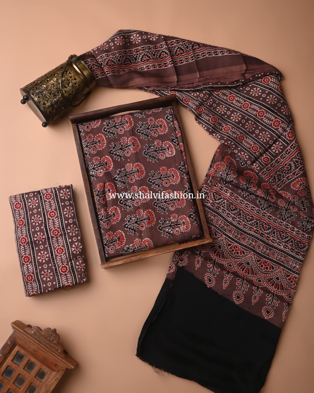 Shop hand block print modal silk suits online (MOD108)