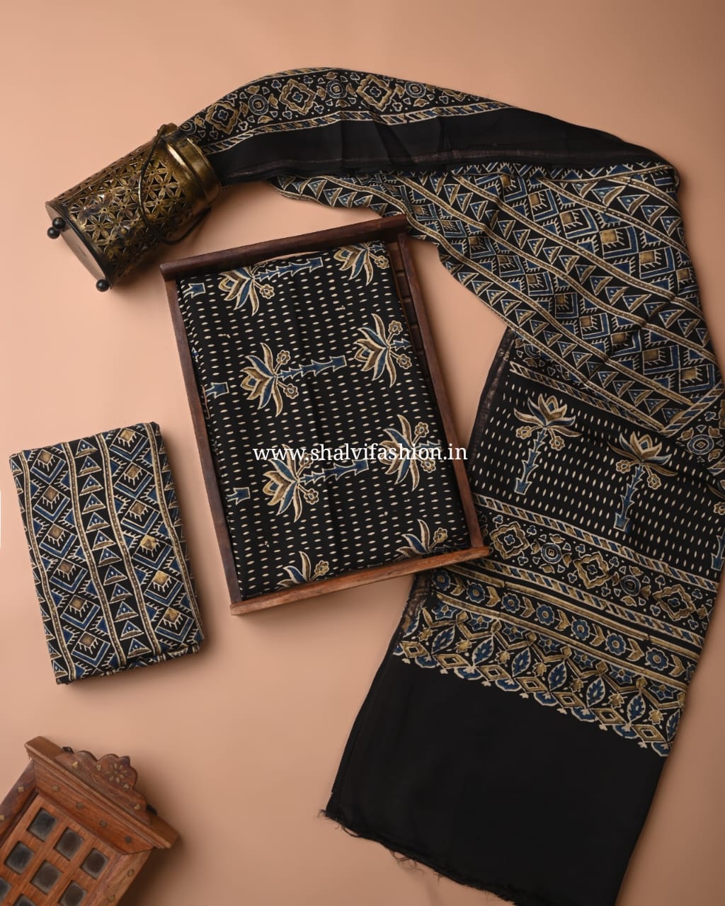 Shop ajrak print modal silk suits online shopping (MOD111)
