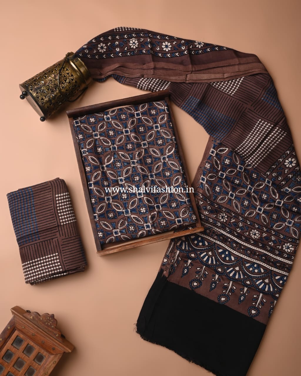 Shop hand block print modal silk suits online (MOD116)