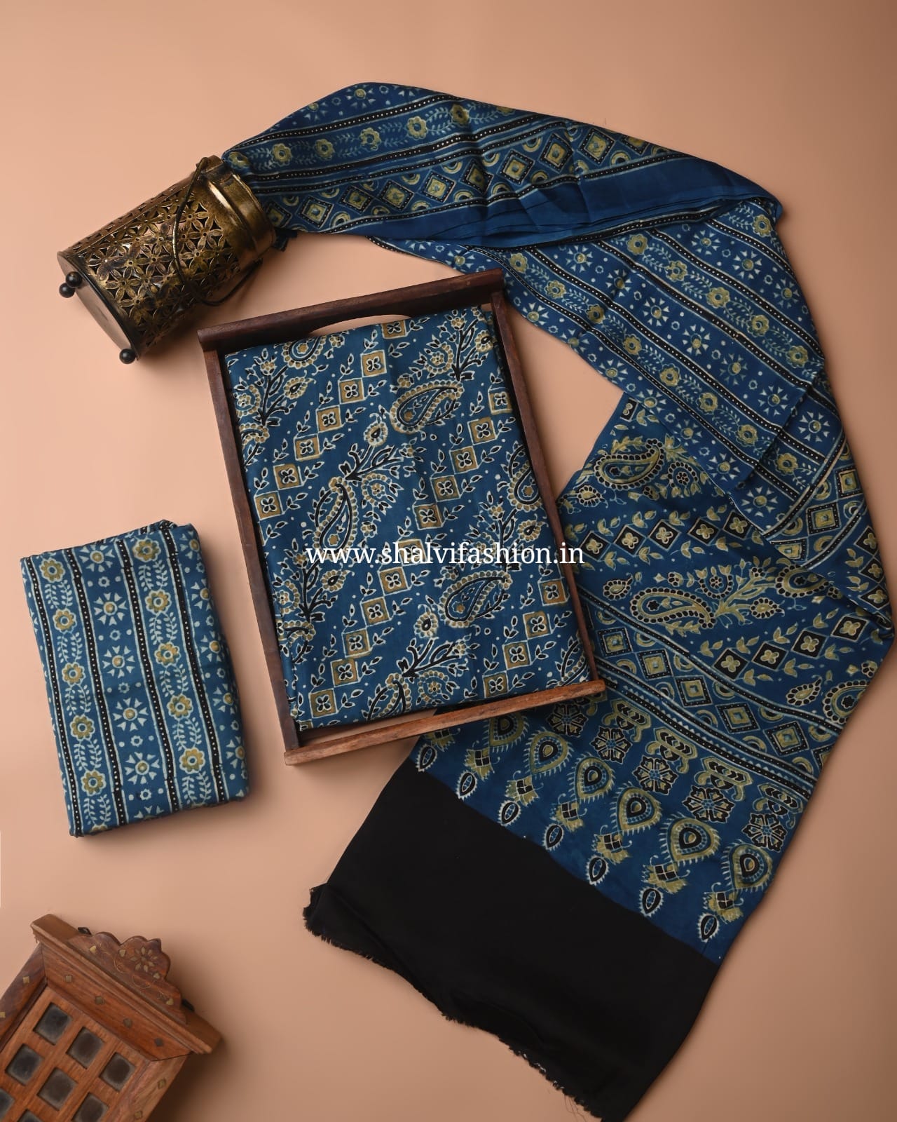 Shop ajrak printed modal silk suits online (MOD118)