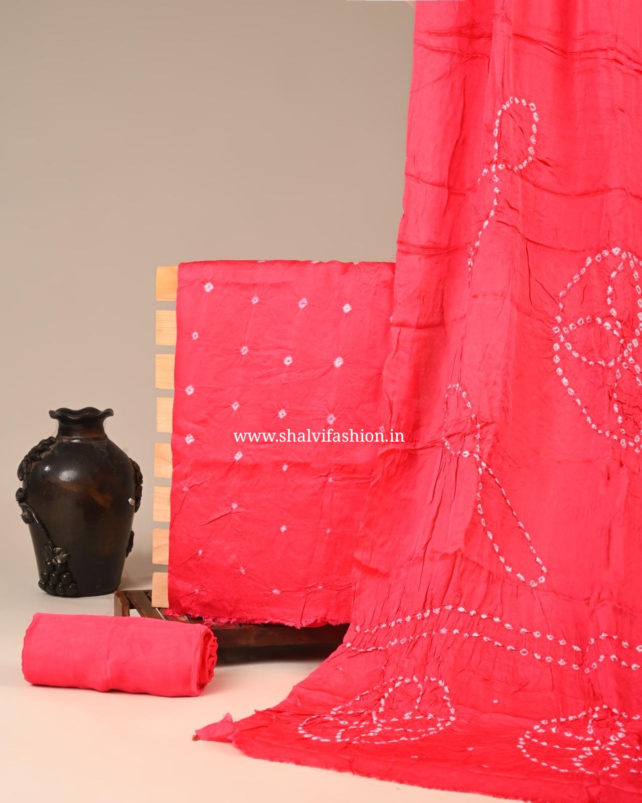 Shop unstitched bandhani print modal silk suits online shopping (MOD145)