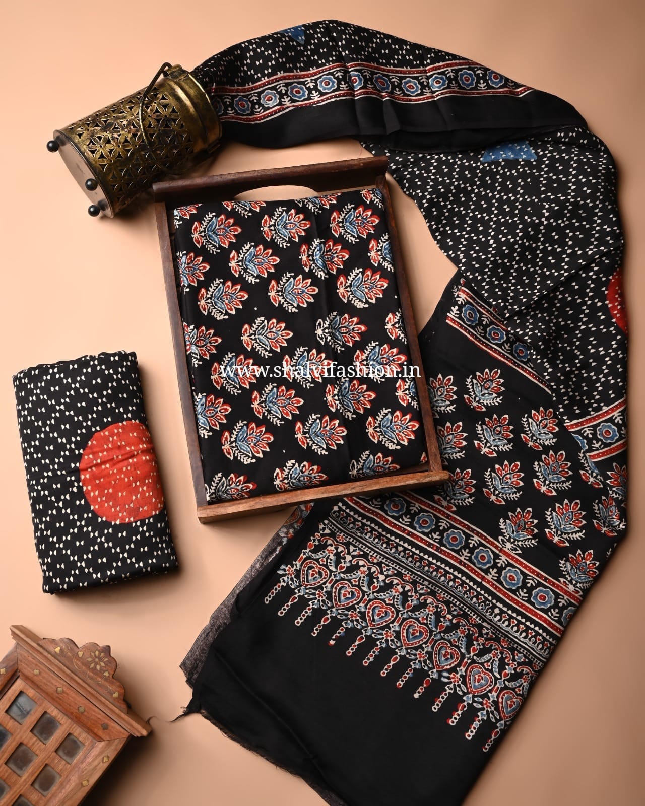 Shop ajrak printed moadal silk suits in jaipur (MOD16)