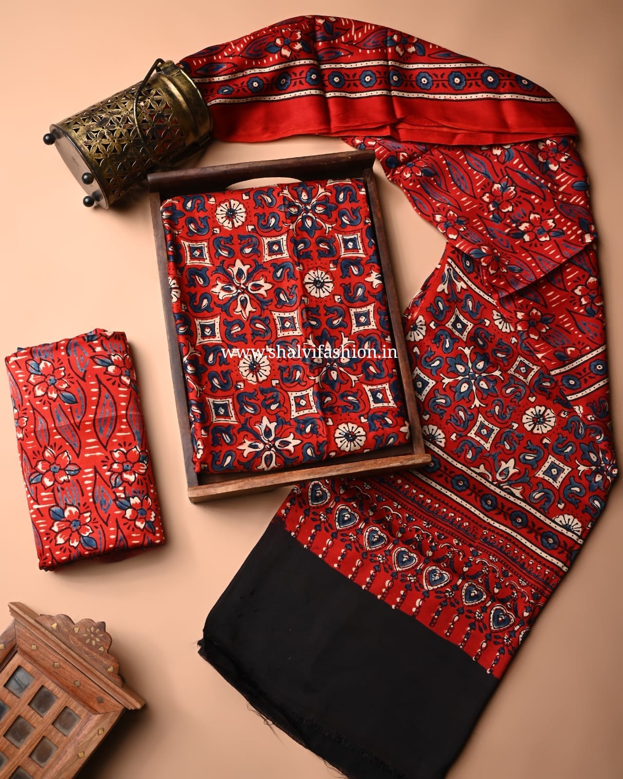 Shop ajrak printed modal silk suits online (MOD17)