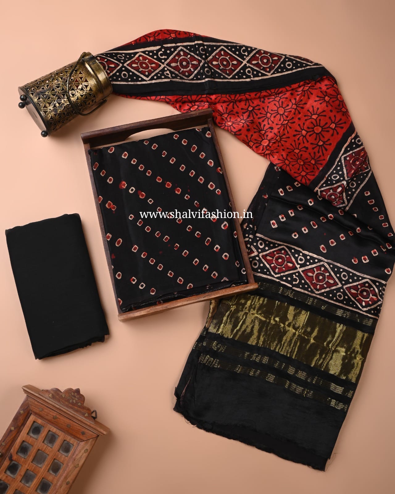 Shop hand block print modal silk suits in jaipur (MOD176)