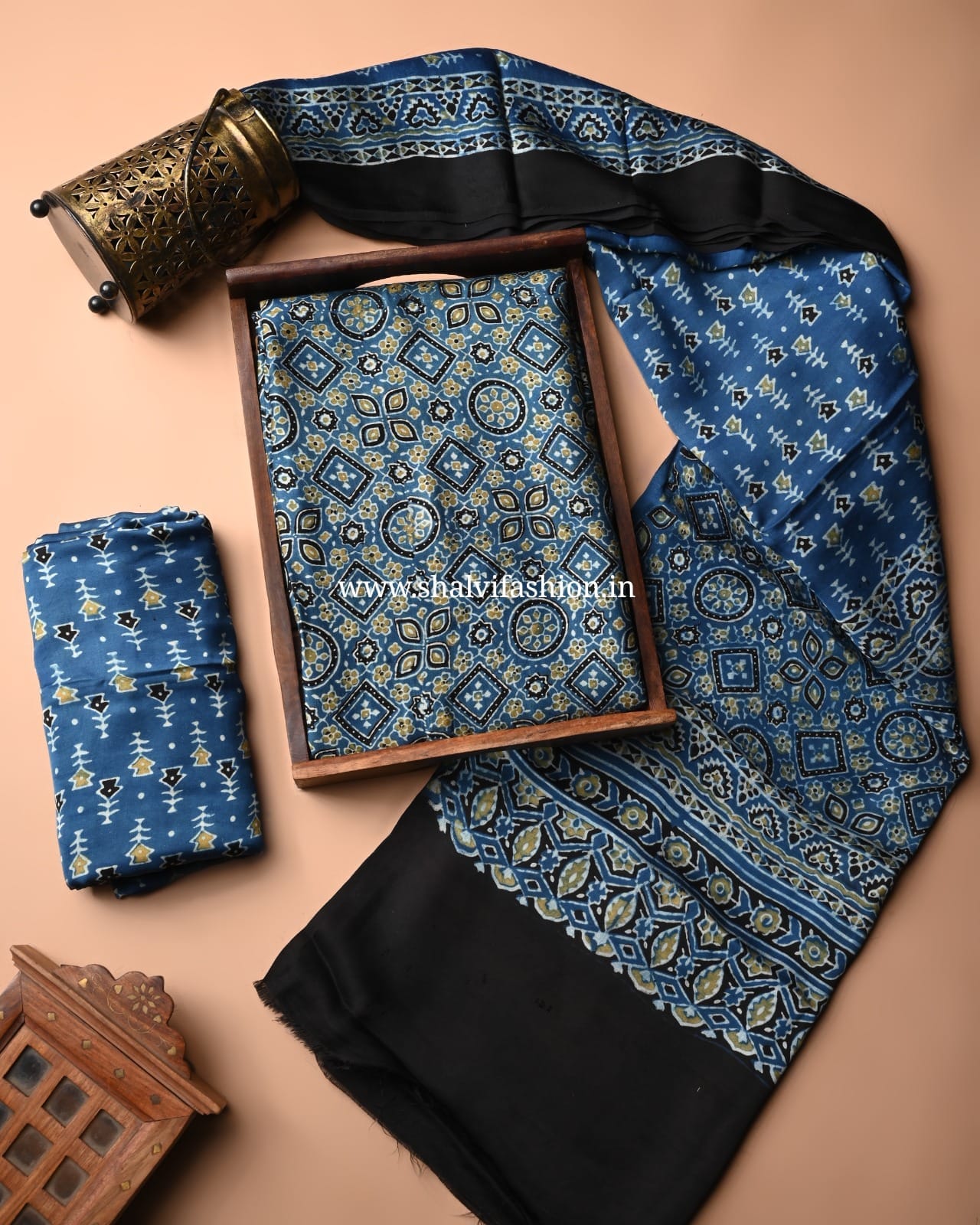 Shop jaipuri ajrak print modal silk suits online shopping (MOD25)