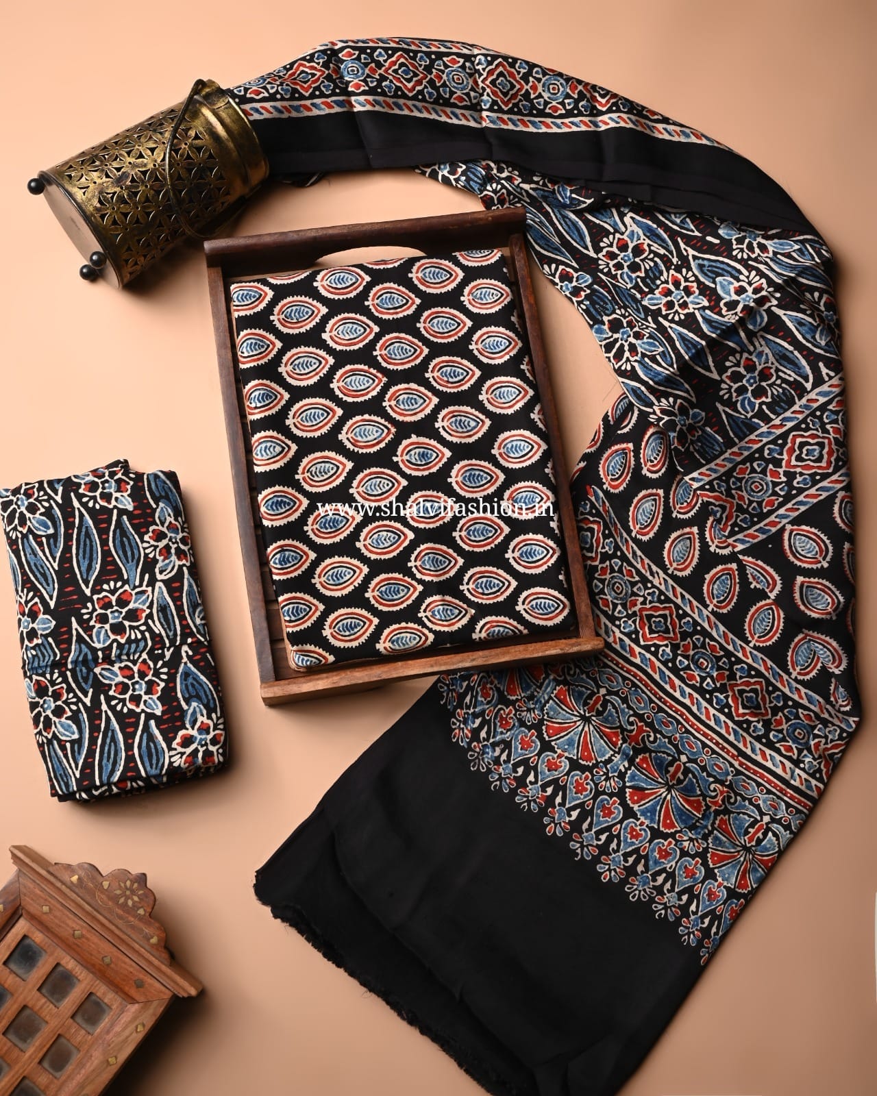 Shop block printed modal silk suits online shopping (MOD27)