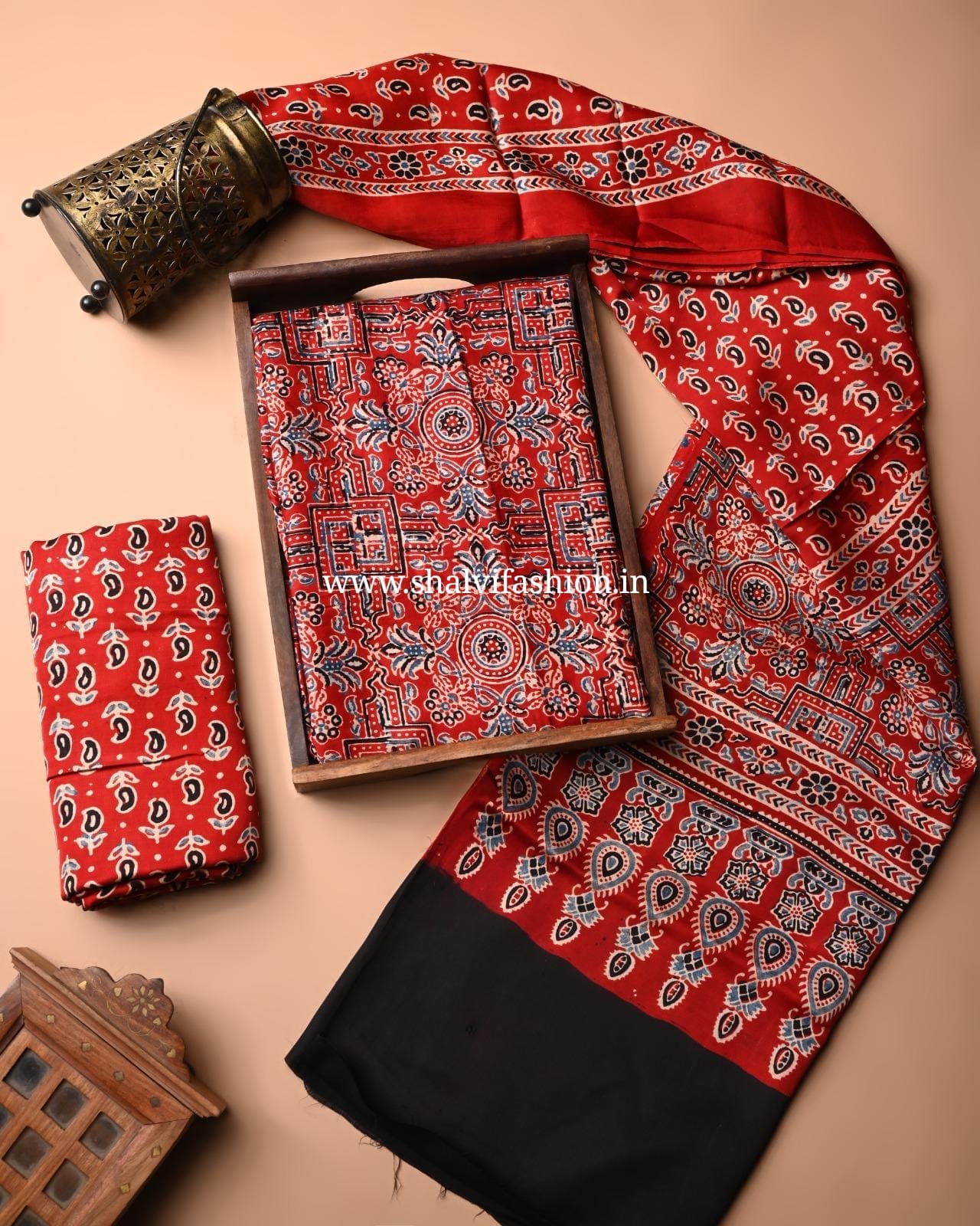 Shop sanganeri ajrak print modal silk suits (MOD31)