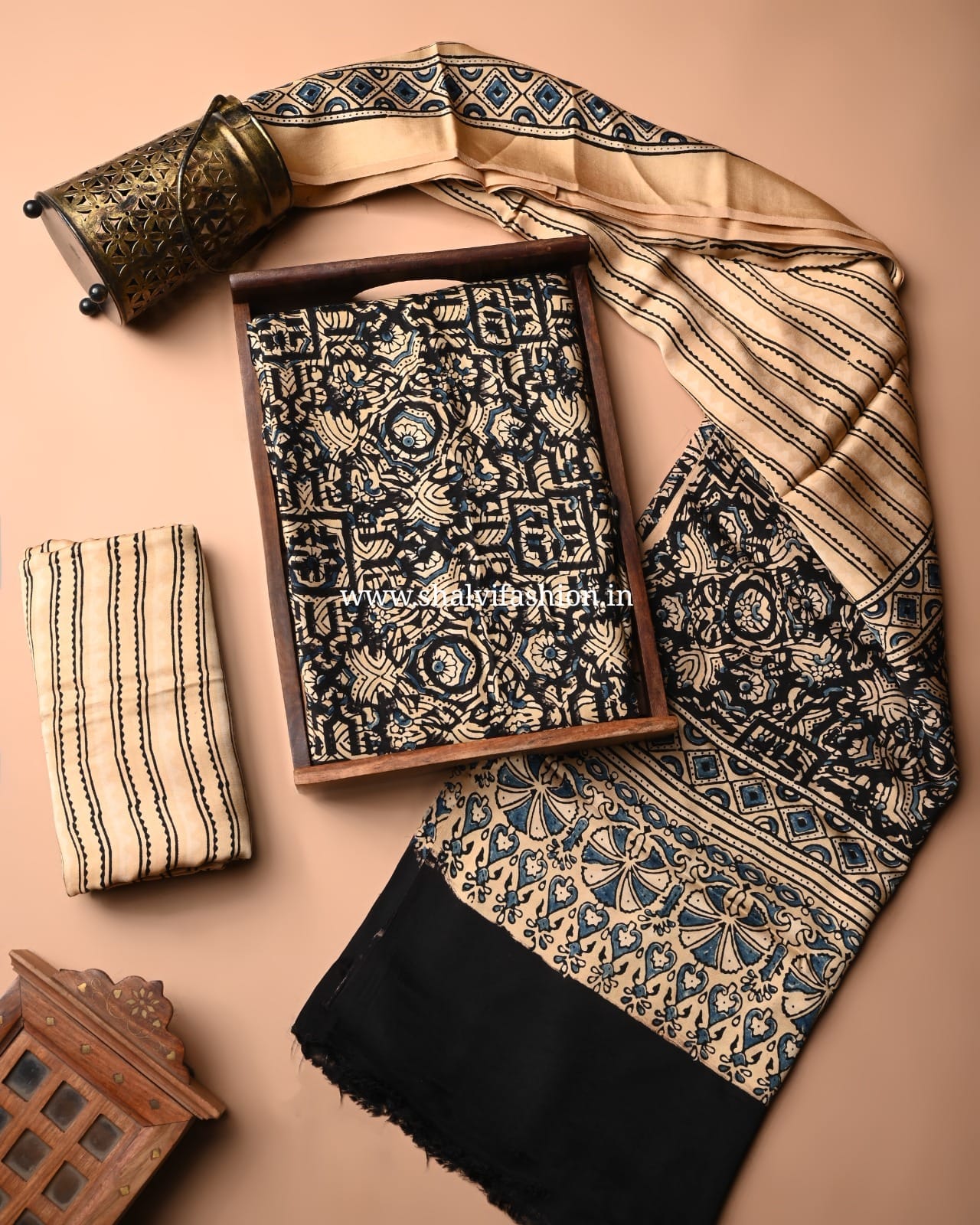 Shop ajrak printed modal silk suits online shopping (MOD36)