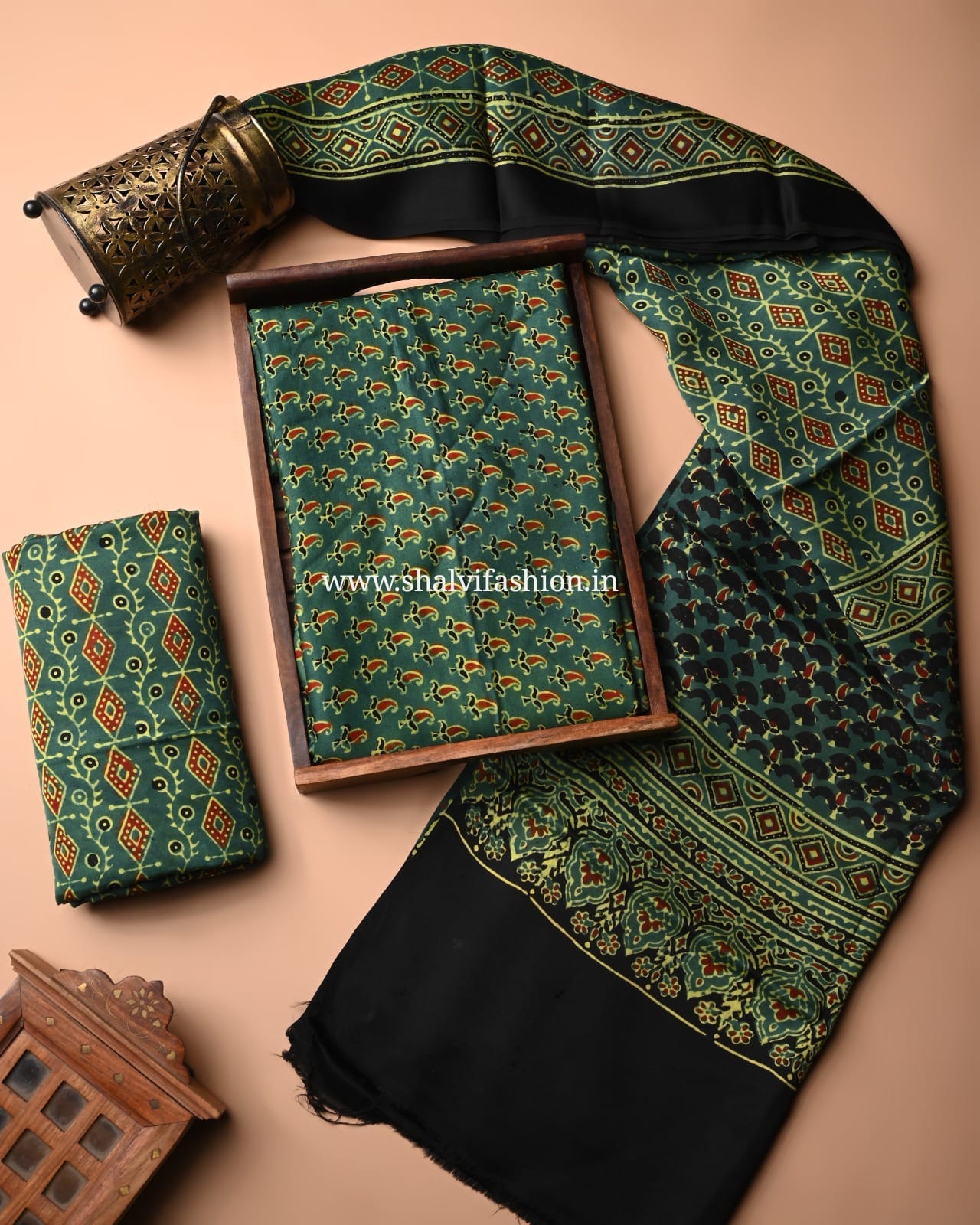 Shop hand block printed modal silk suits (MOD38)