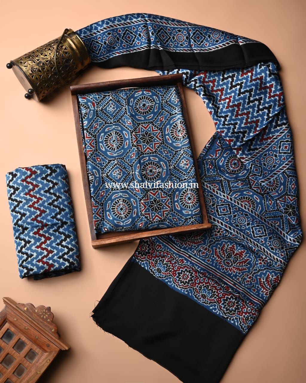 Shop ajrak print modal silk suits online shopping (MOD41)