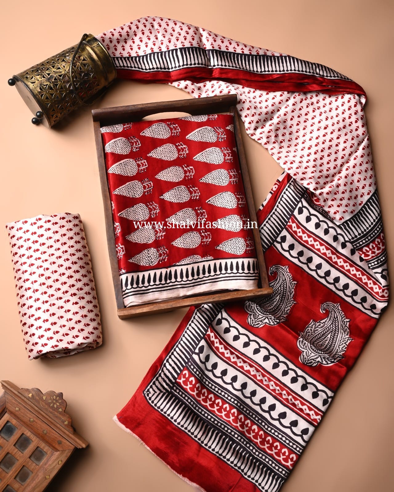 Shop unstitched bagh print modal silk suits online shopping (MOD59)