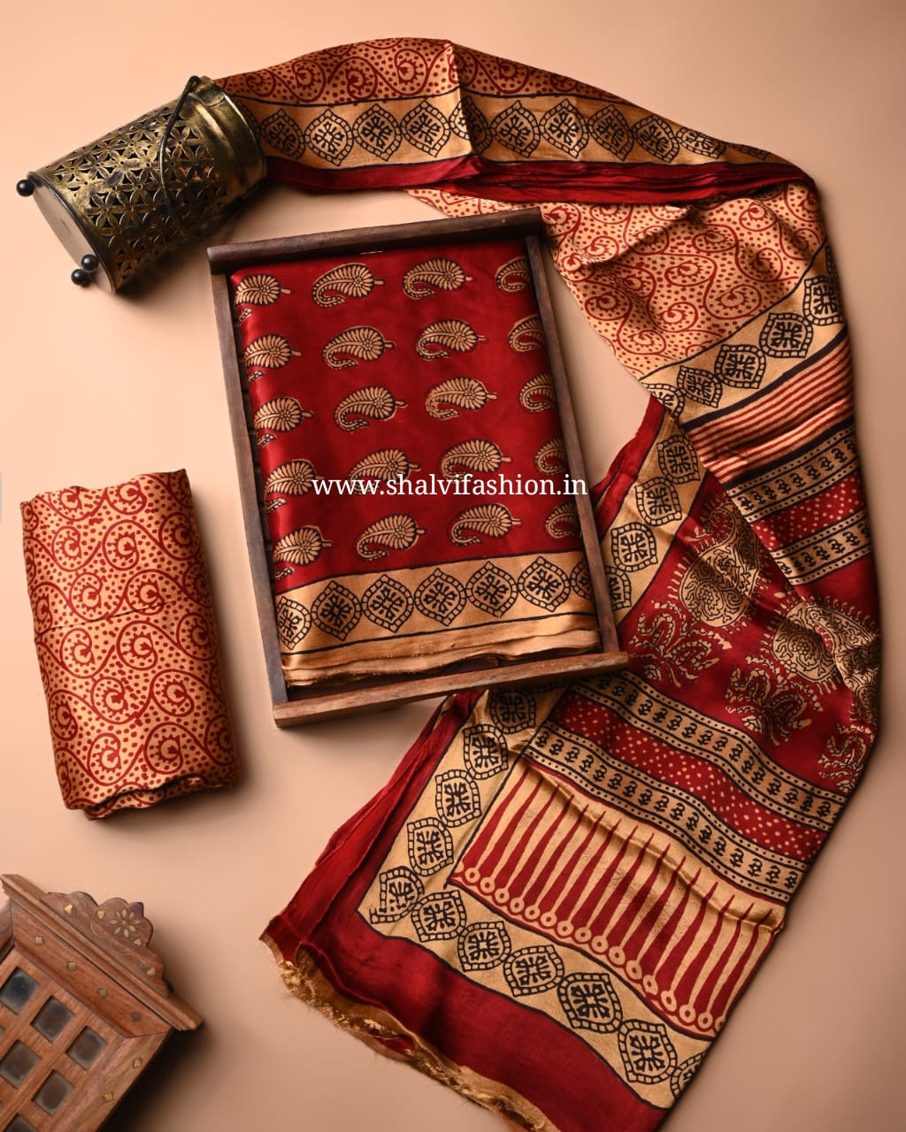 Shop block print modal silk suits online shopping (MOD61)