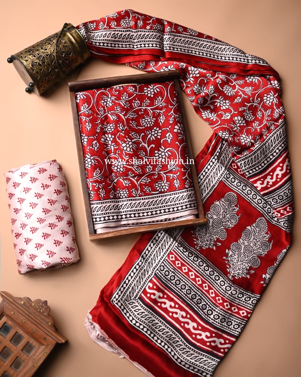 Shop unstitched bagh print modal silk suits (MOD63)