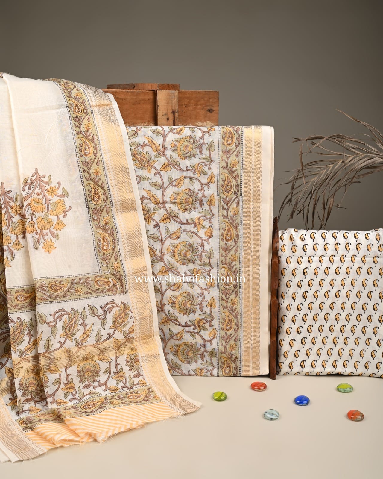 Shop unstitched block print maheshwari silk suits (MSL262)