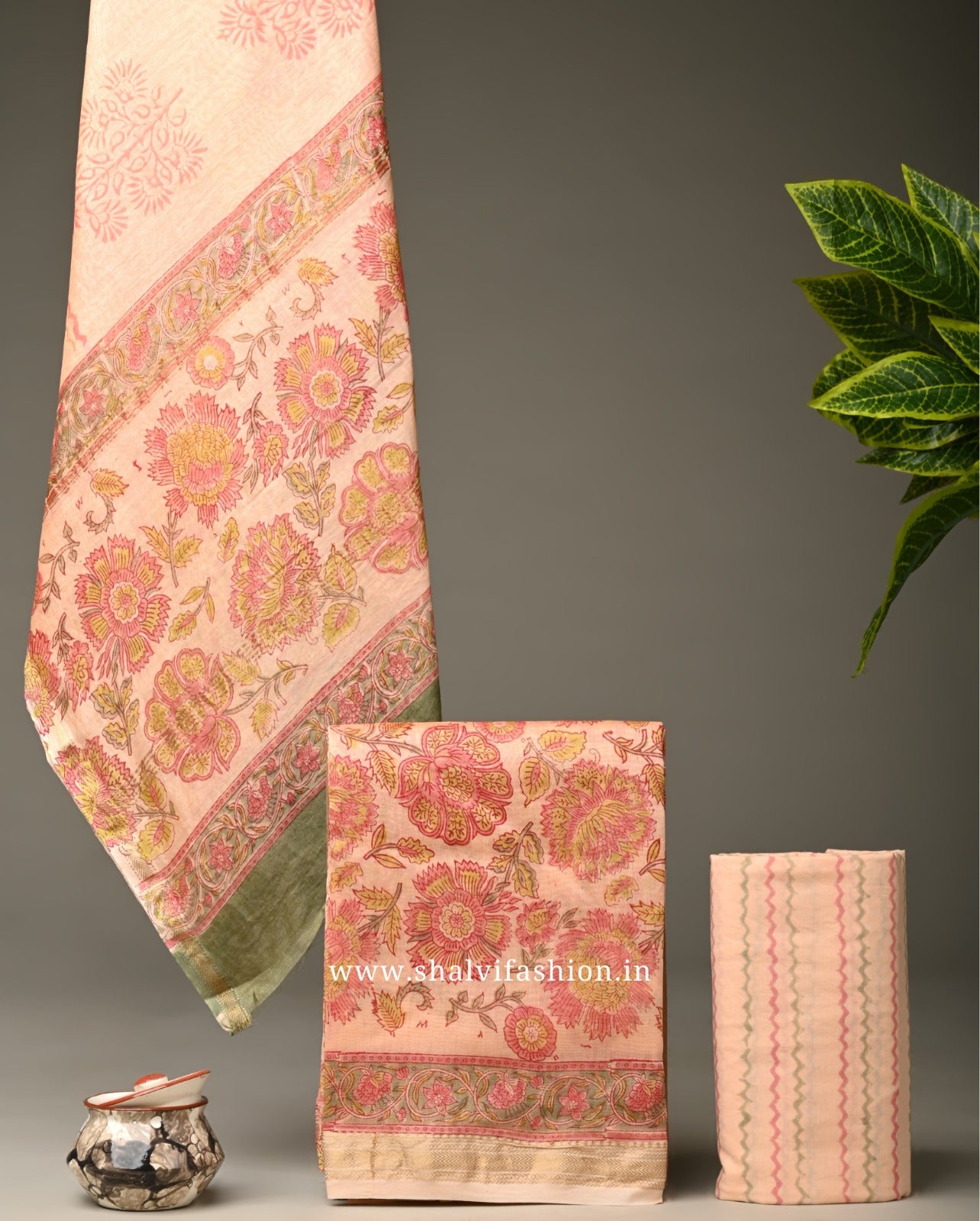 Shop hand block print maheshwari silk suits (MSL440)
