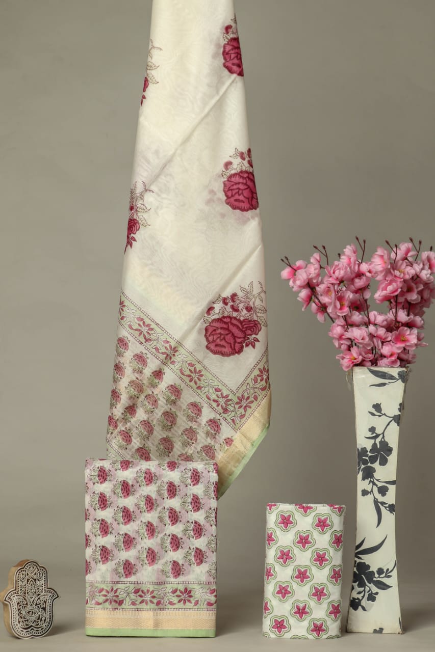 Buti Print Mahehswari Silk suit Set (MSL485)