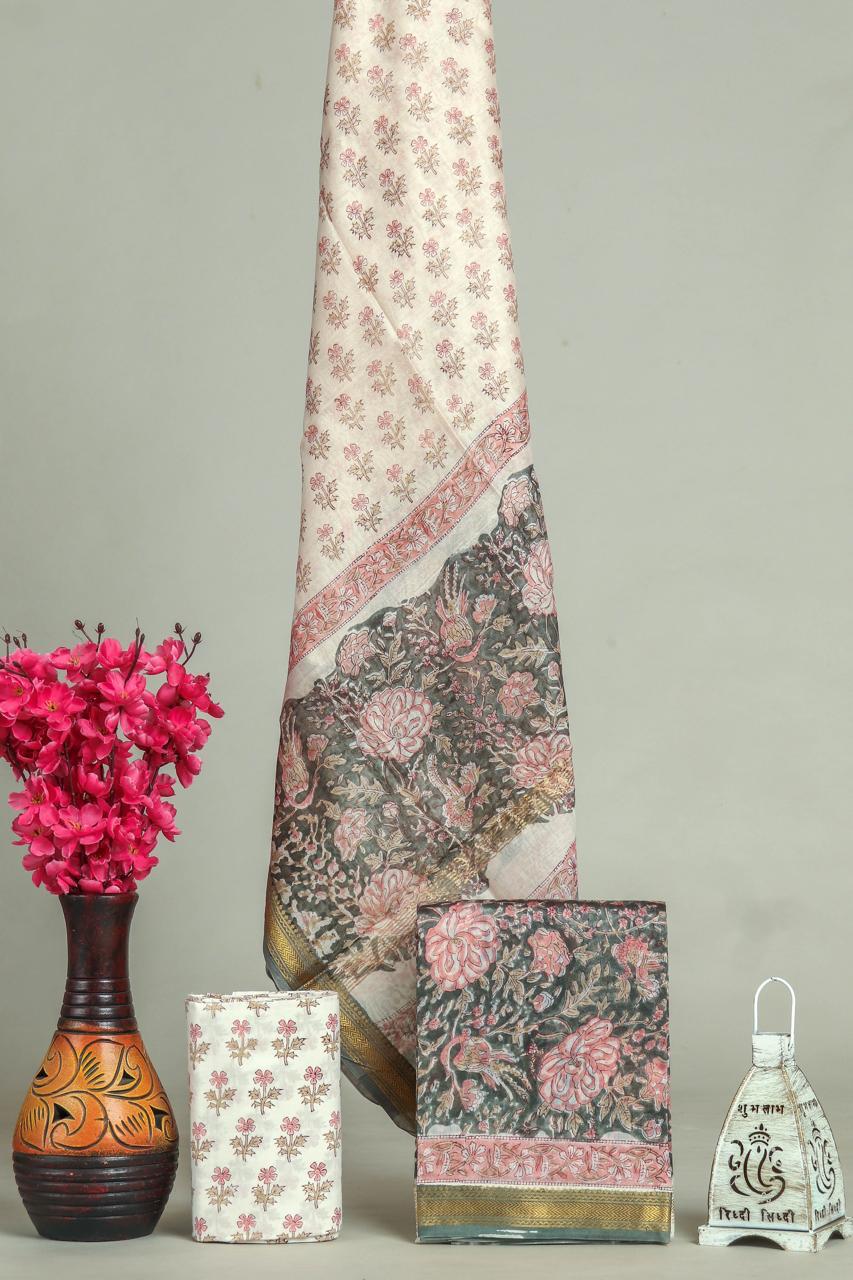 Shop hand block print maheshwari silk suits online (MSL554)