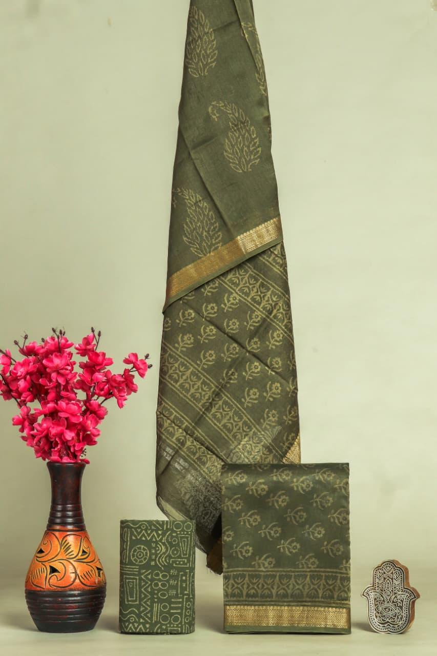 Shop jaipuri block printed maheshwari silk suits online (MSL569)