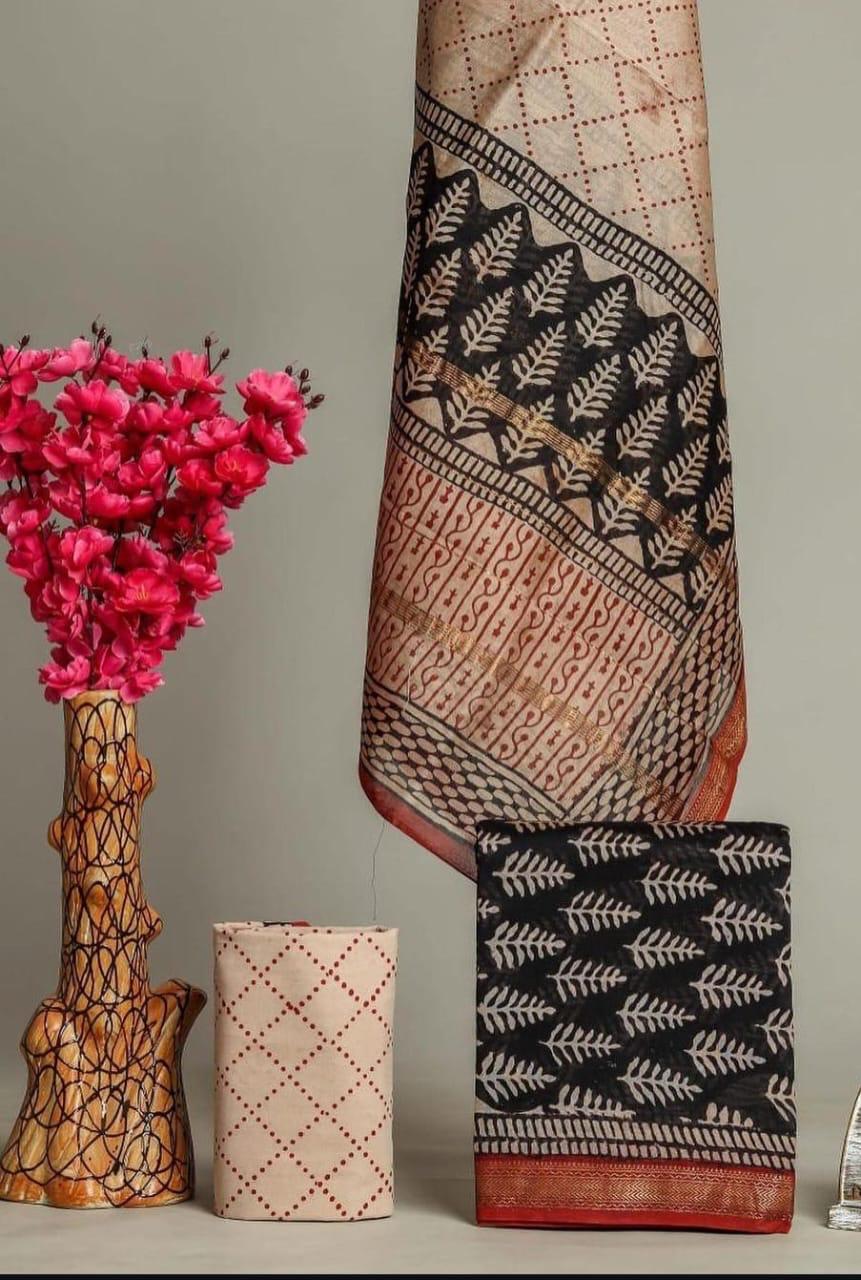 Shop block printed maheshwari silk suits online shopping (MSL589)