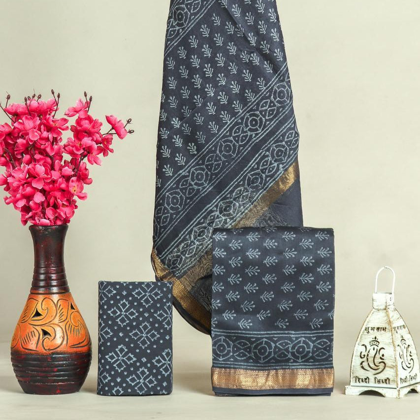 Shop hand block print maheshwari silk suits online shopping (MSL655)
