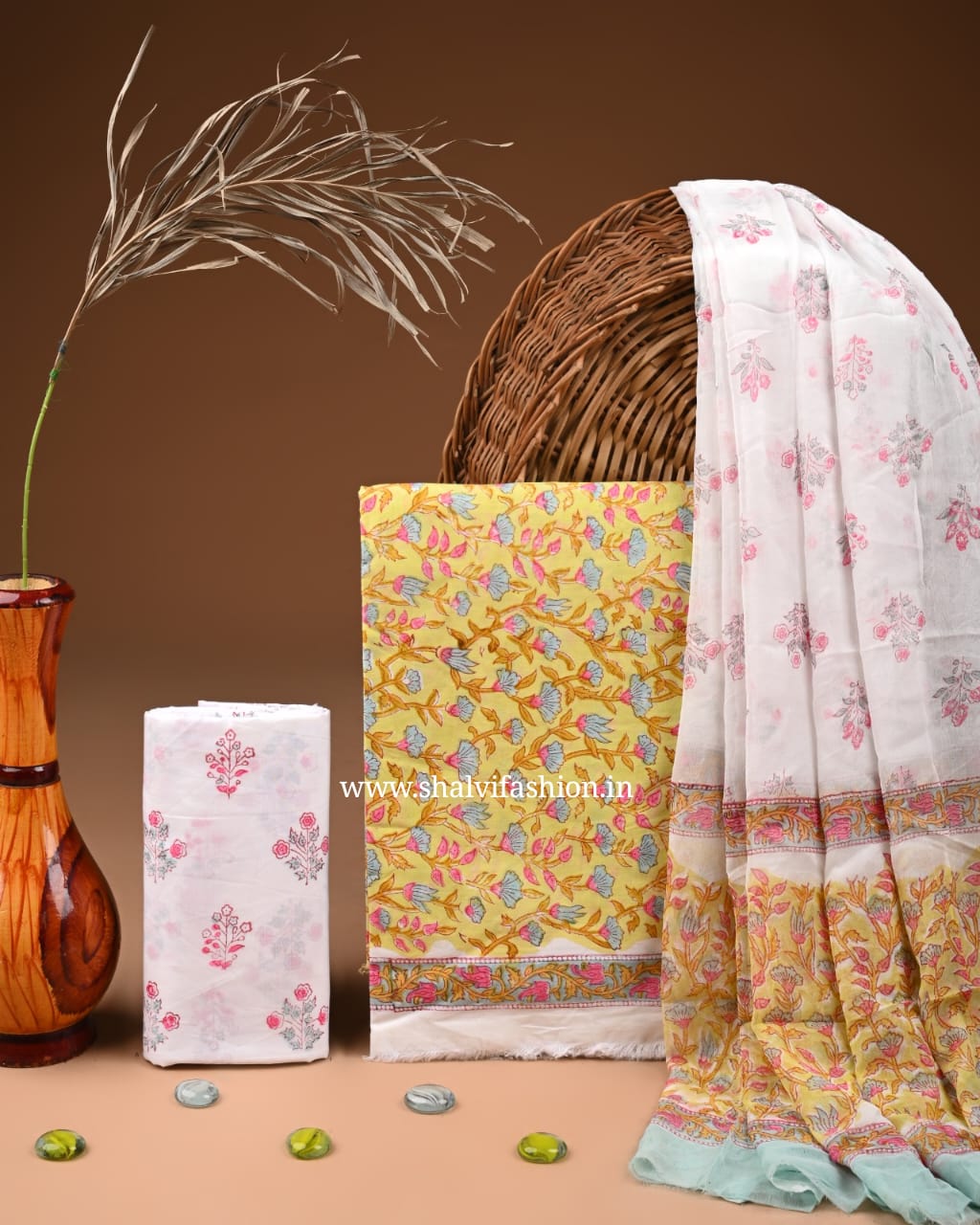 Shop hand block print cotton suits in jaipur (PCHF605)
