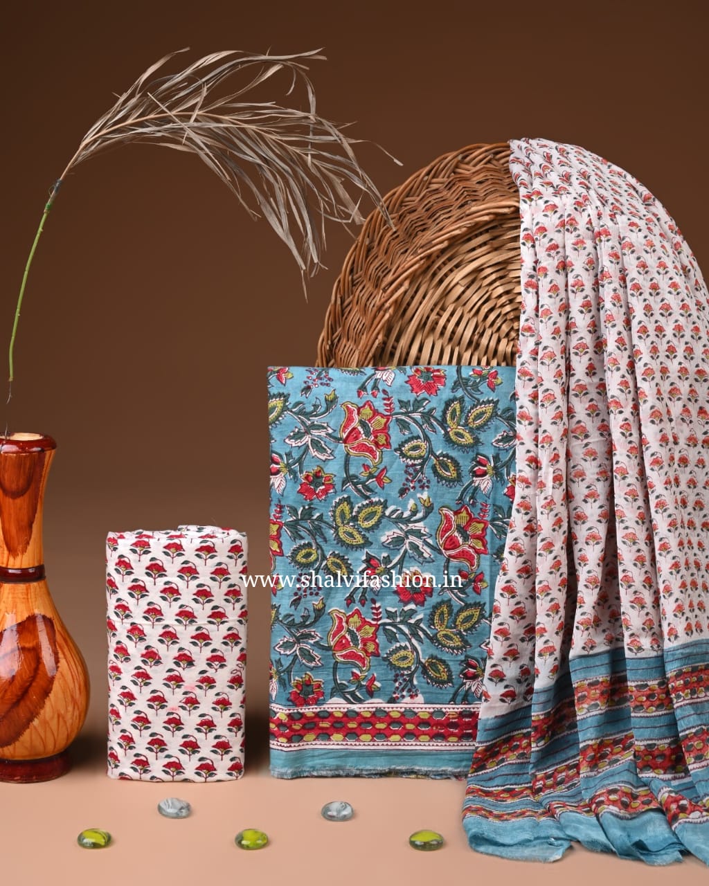 Shop jaipuri printed cotton suits online shopping (PCHF654)