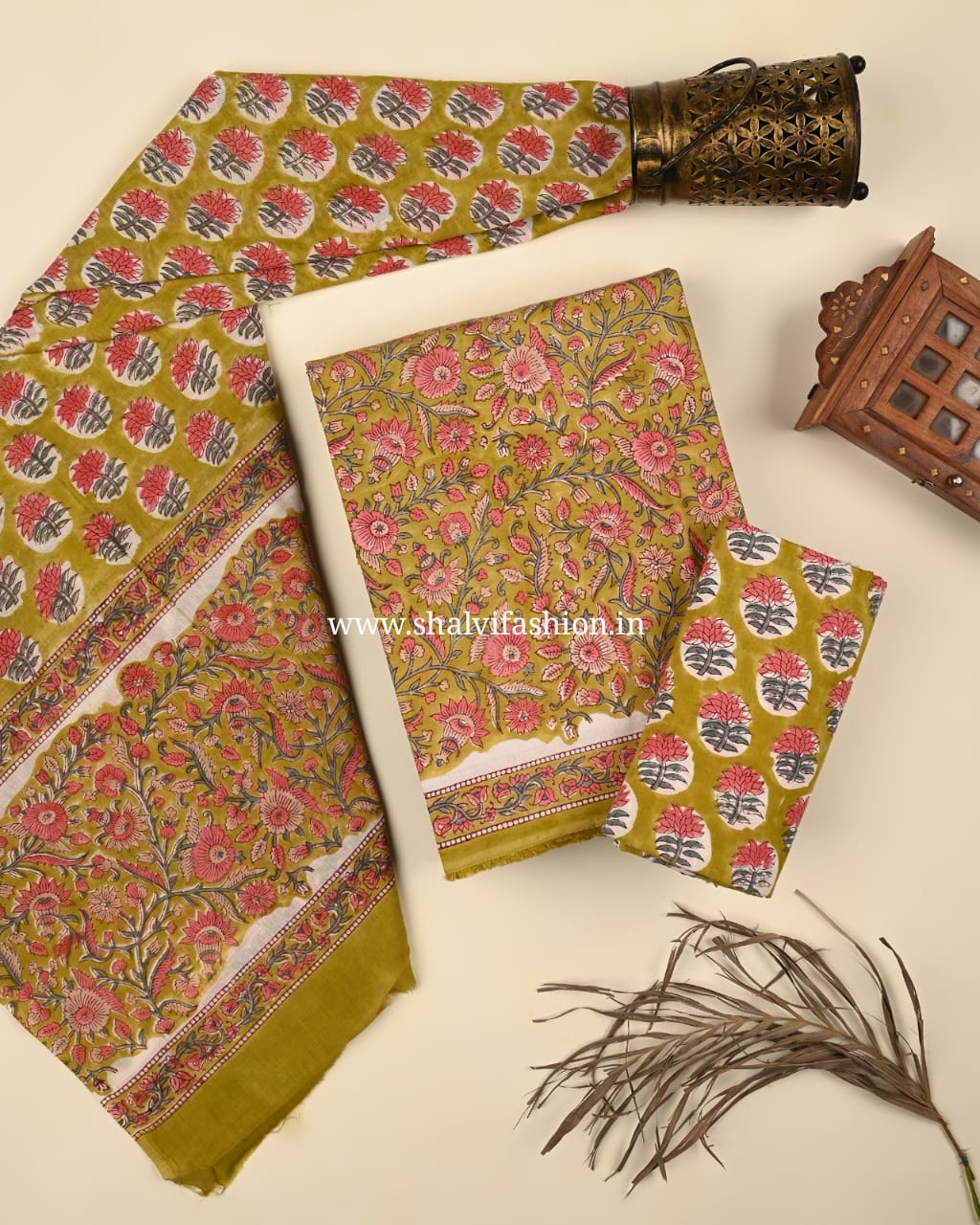 Shop block print mulmul dupatta cotton suits in jaipur (PRMUL465)