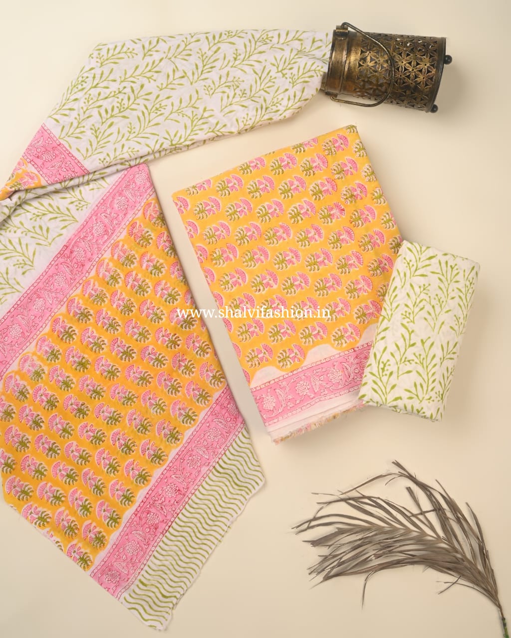 Shop block print mulmul dupatta cotton suits (PRMUL563)