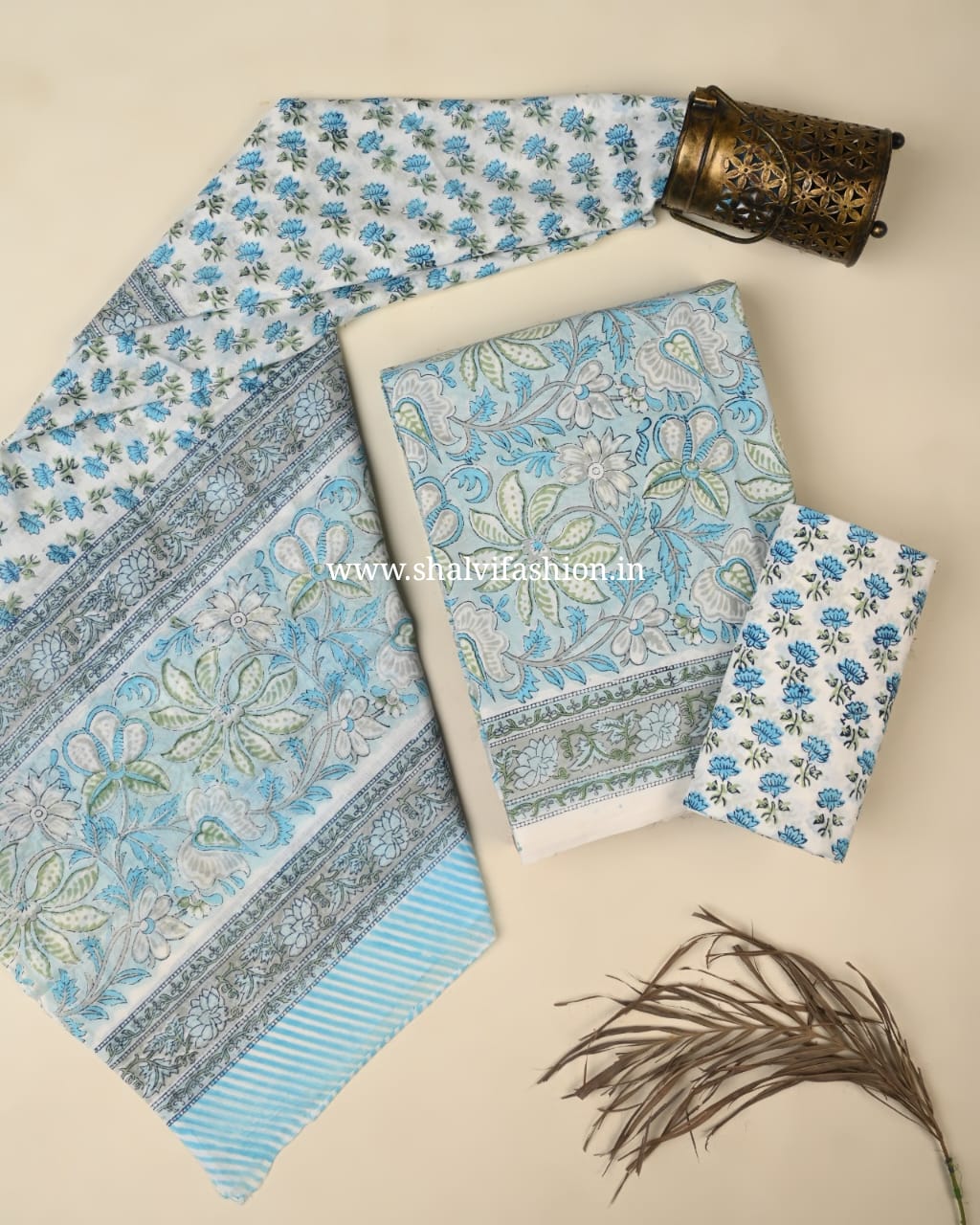 Shop unstitched block print cotton suits online (PRMUL576)