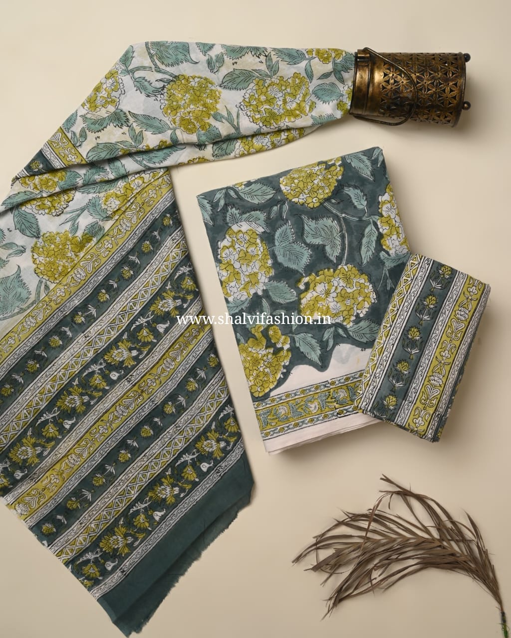 Shop unstitched block print cotton suits in jaipur (PRMUL587)