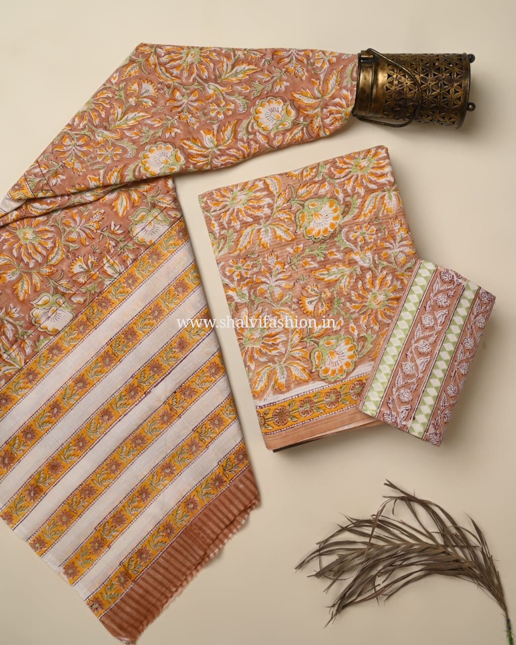 Shop jaipuri printed textured line cotton suits online shopping (PRMUL594)