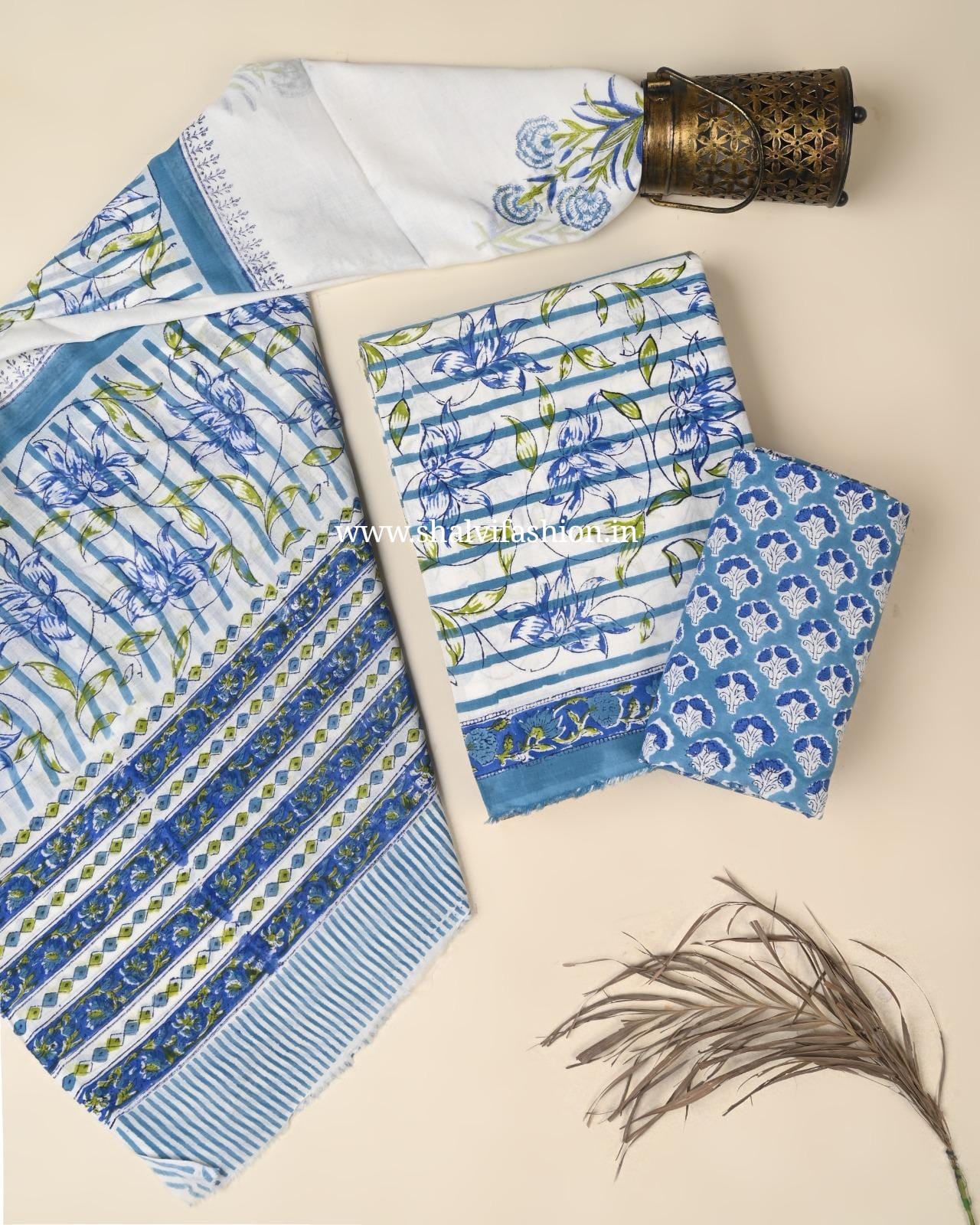 Shop block print mulmul dupatta cotton suits (PRMUL667)