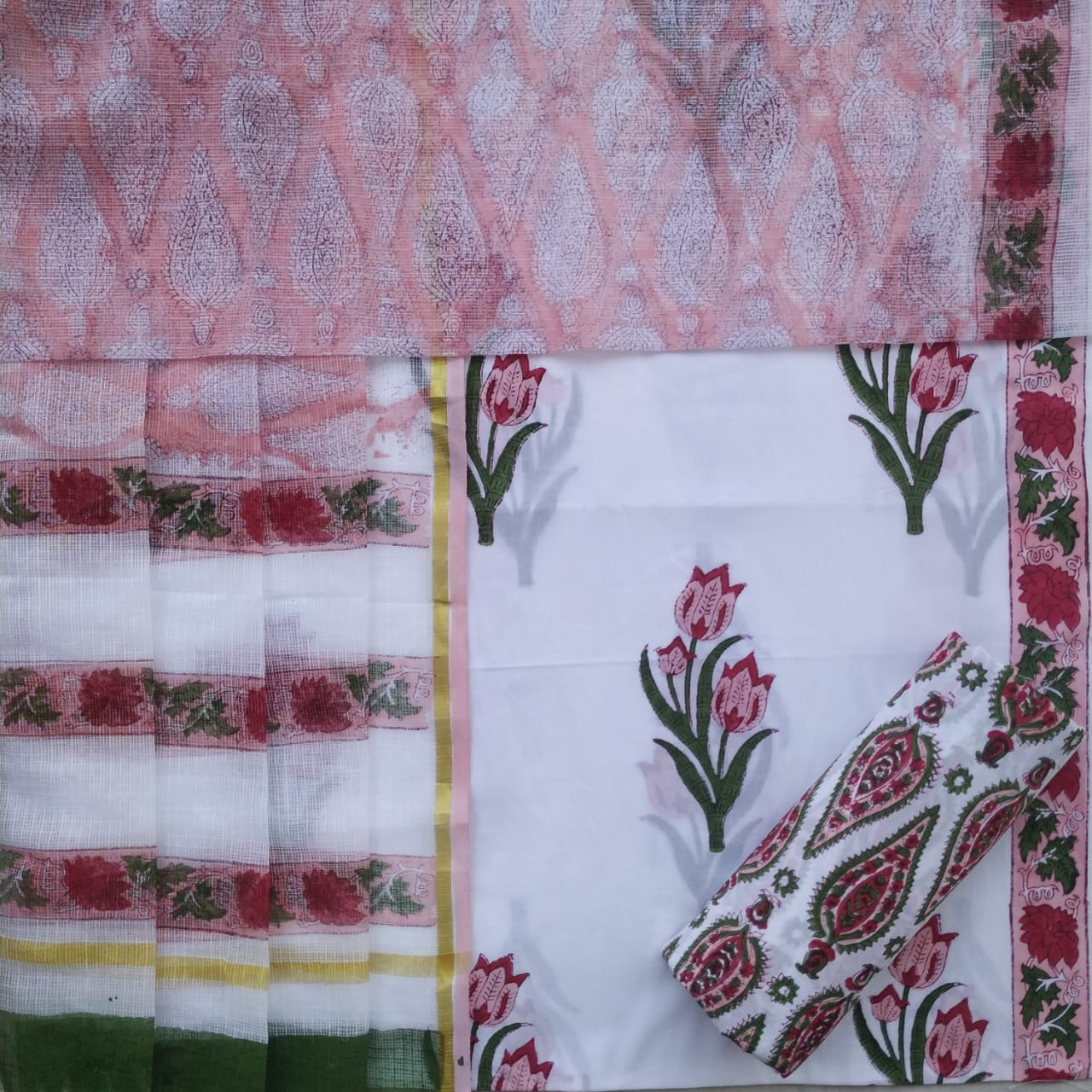 Shop block print kota dupatta cotton suits online (RKD44)
