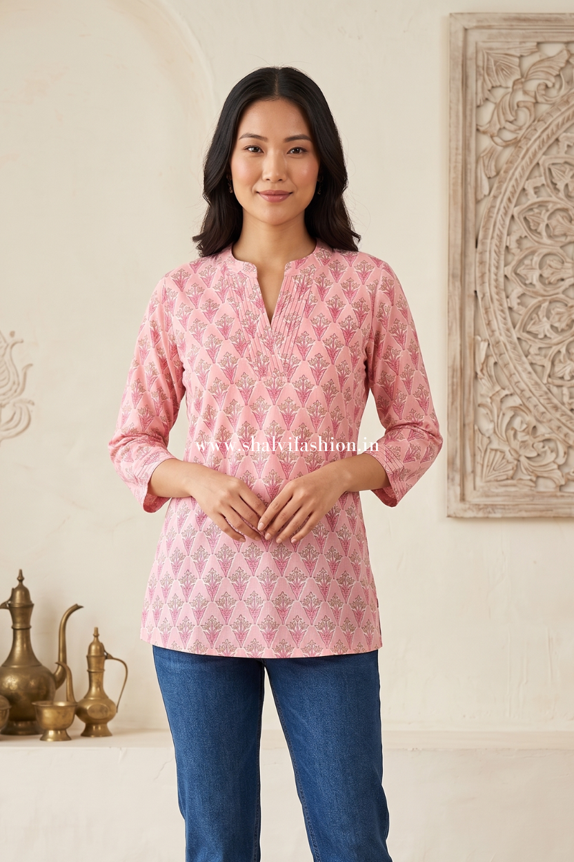 Shop block printed cotton tops (TOP31)