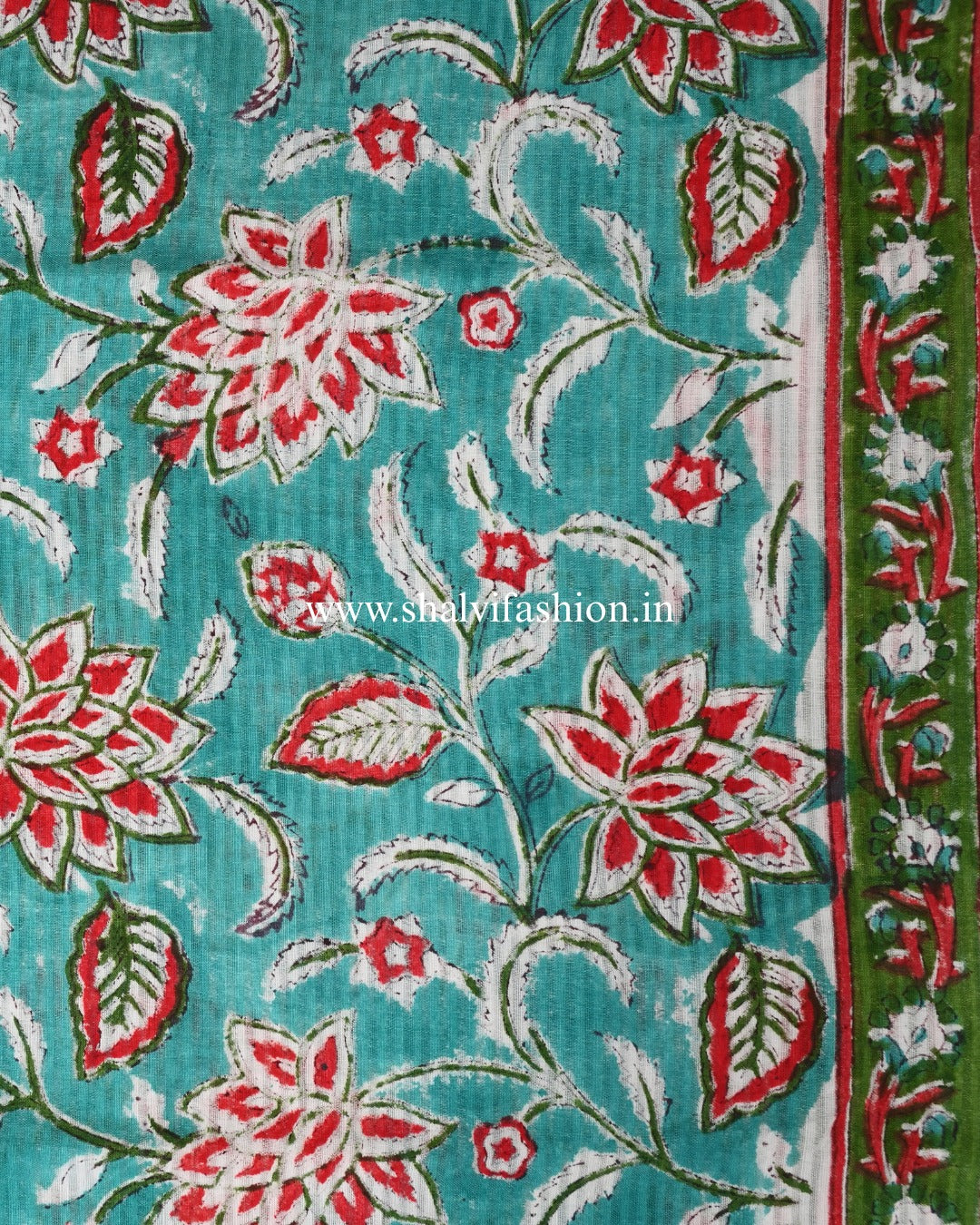 Floral Jaal Print Textured Line Cotton Suit Set with Kota Doria Dupatta (3CKD751)