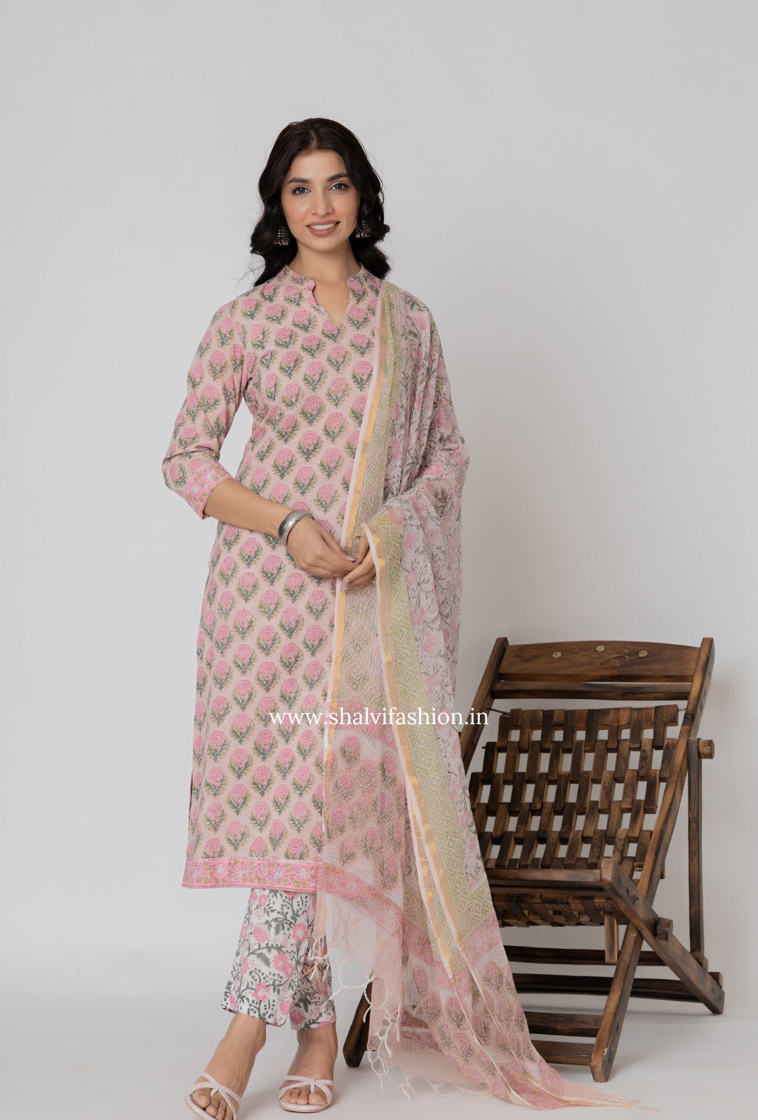 Shop jaipuri printed cotton suits with kota doria dupatta (CSS286)