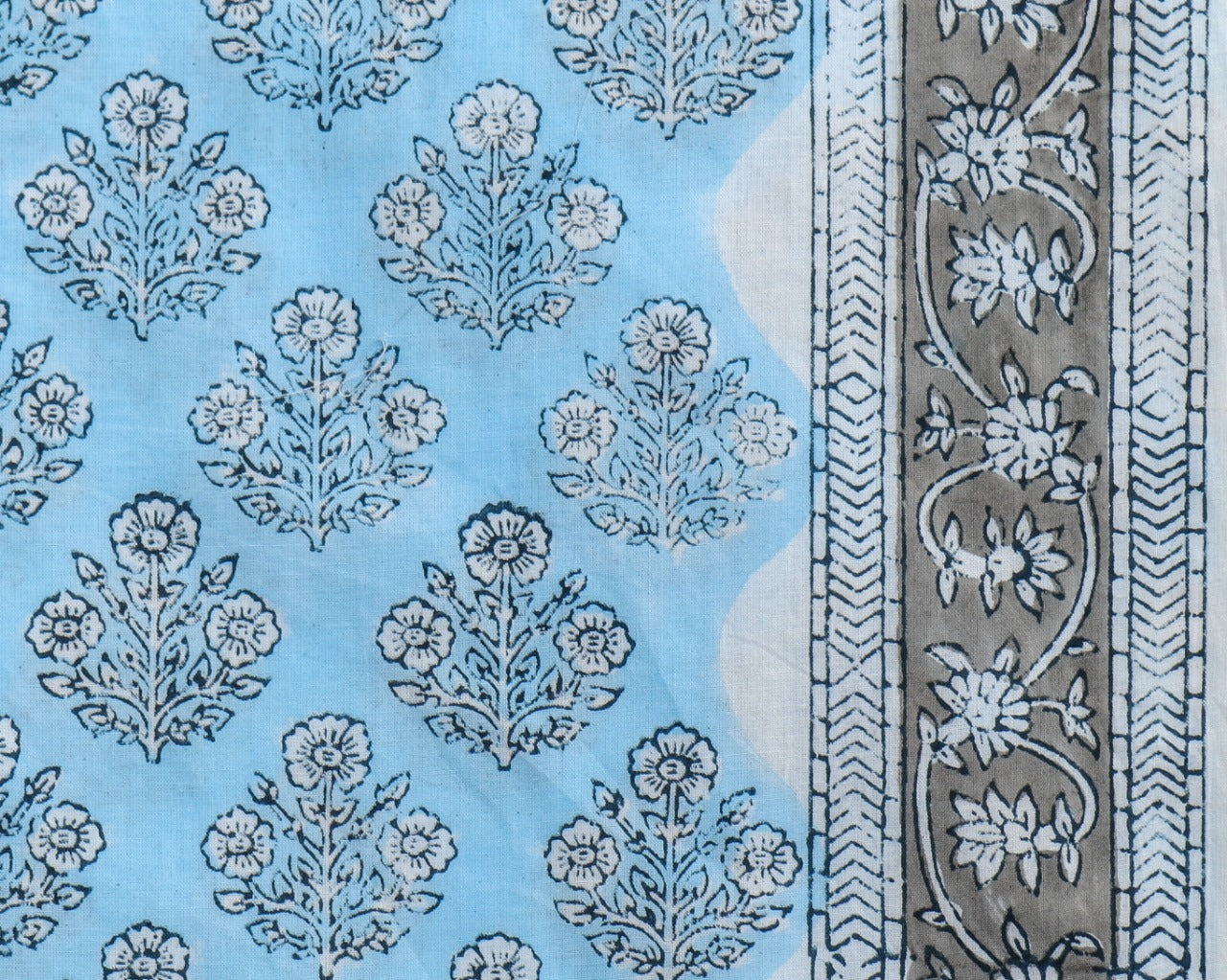 Shop Unstitched Hand Block Print Pure Cotton Suit Material with Kota Doria Dupatta (3CKD380