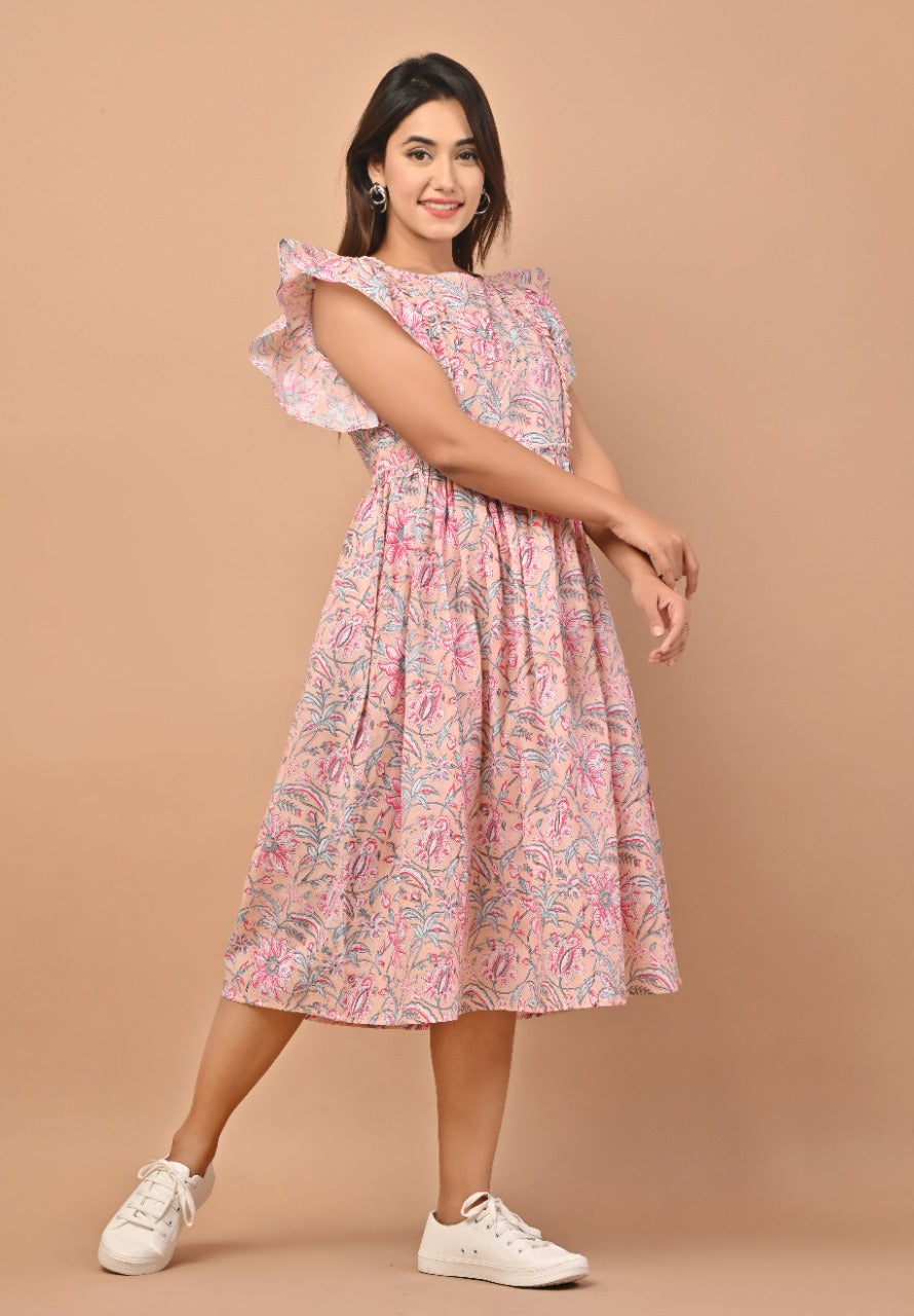 Shop hand block print cotton dresses in jaipur (CRD06)