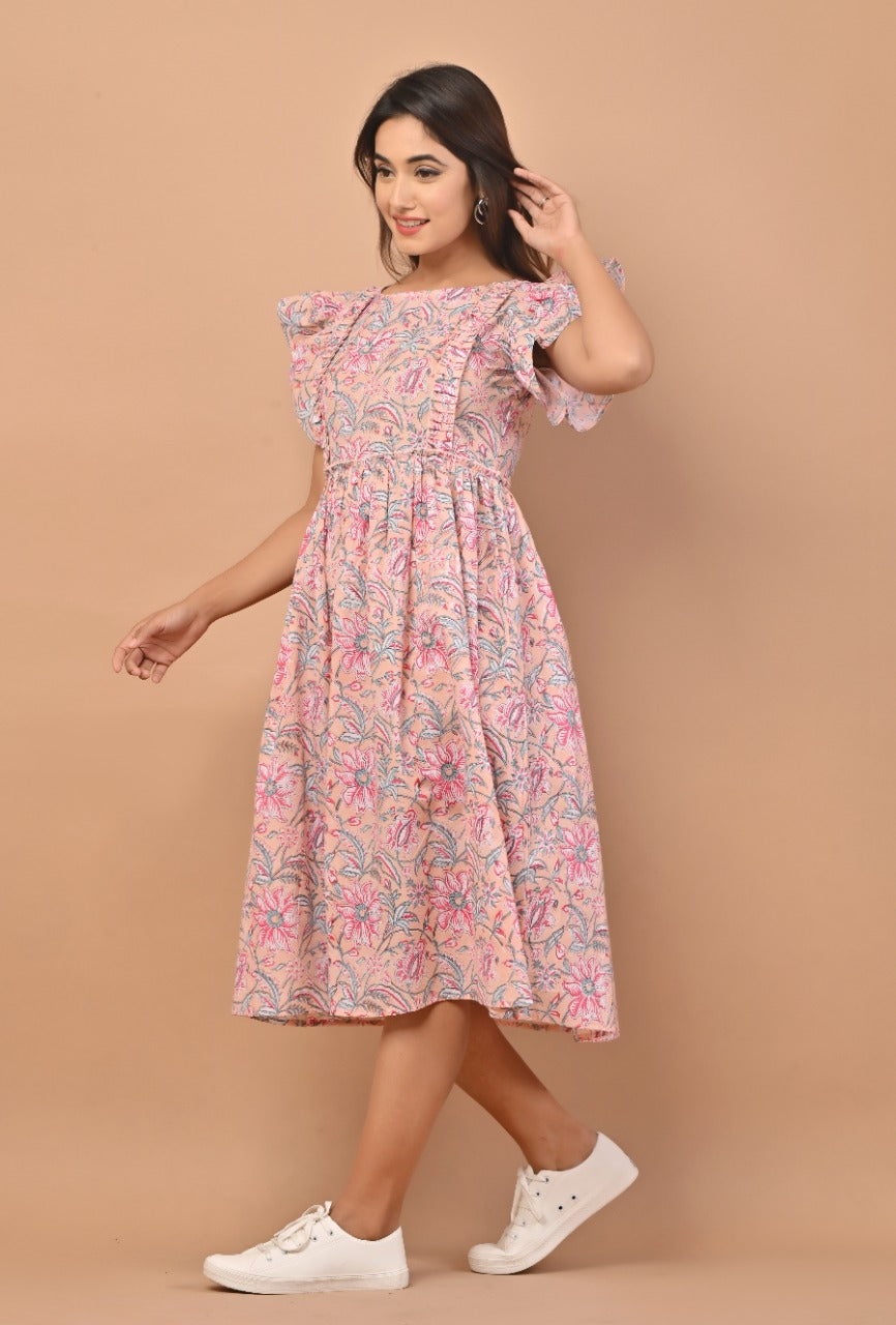 Shop hand block print cotton dresses in jaipur (CRD06)