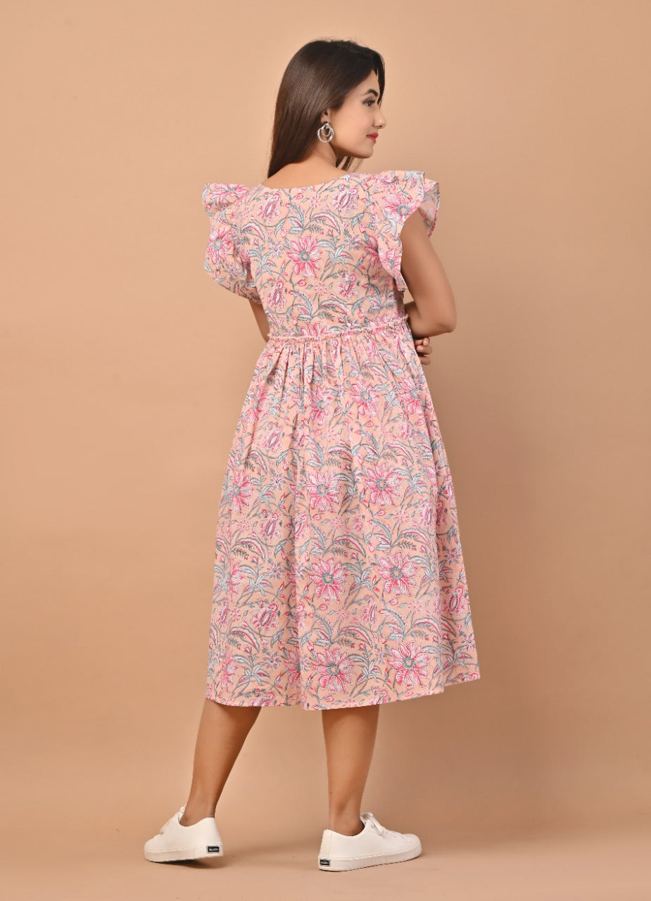 Shop hand block print cotton dresses in jaipur (CRD06)